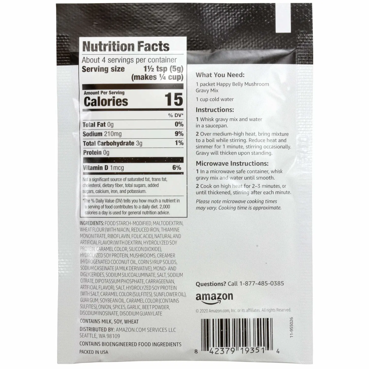 Amazon Brand - Happy Belly Mushroom Gravy Mix, 0.75 ounce (Pack of 4)