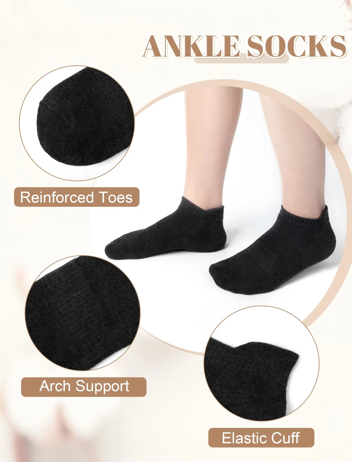 Justay 10 Pairs White Ankle Socks Woman Low Cut Running Cotton Athletic No Show Socks Womens