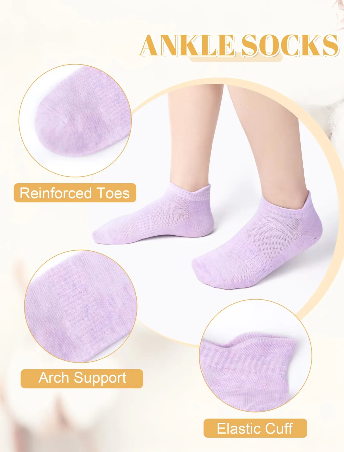 Justay 10 Pairs White Ankle Socks Woman Low Cut Running Cotton Athletic No Show Socks Womens