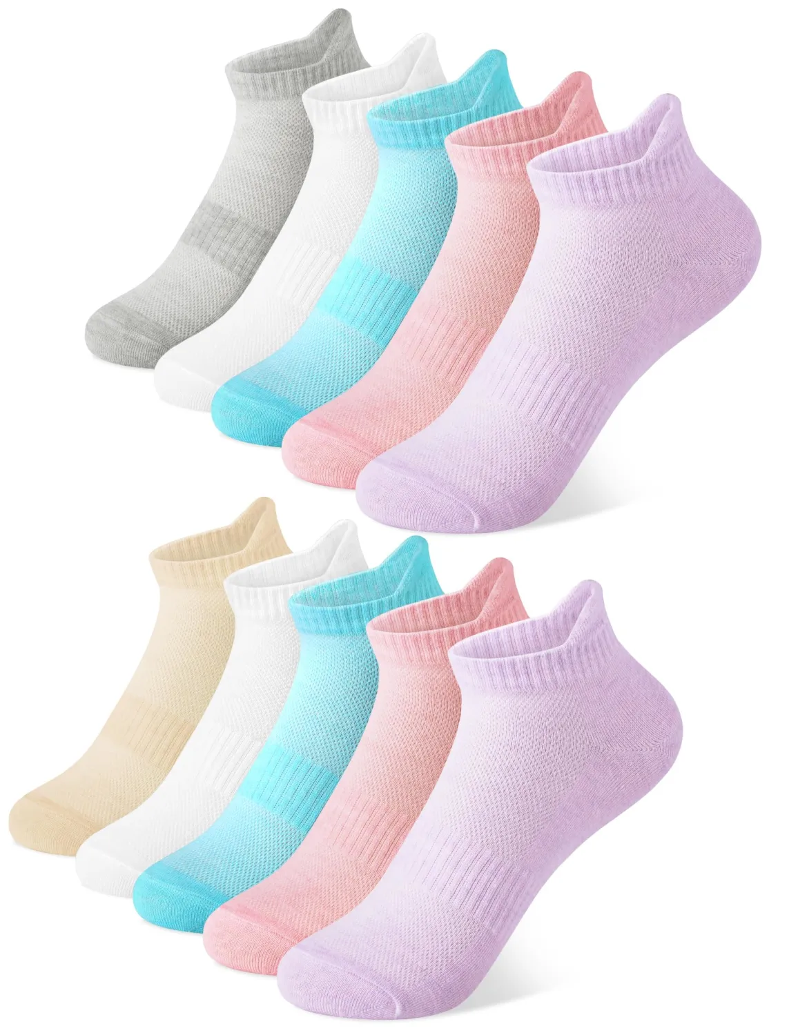 Justay 10 Pairs White Ankle Socks Woman Low Cut Running Cotton Athletic No Show Socks Womens