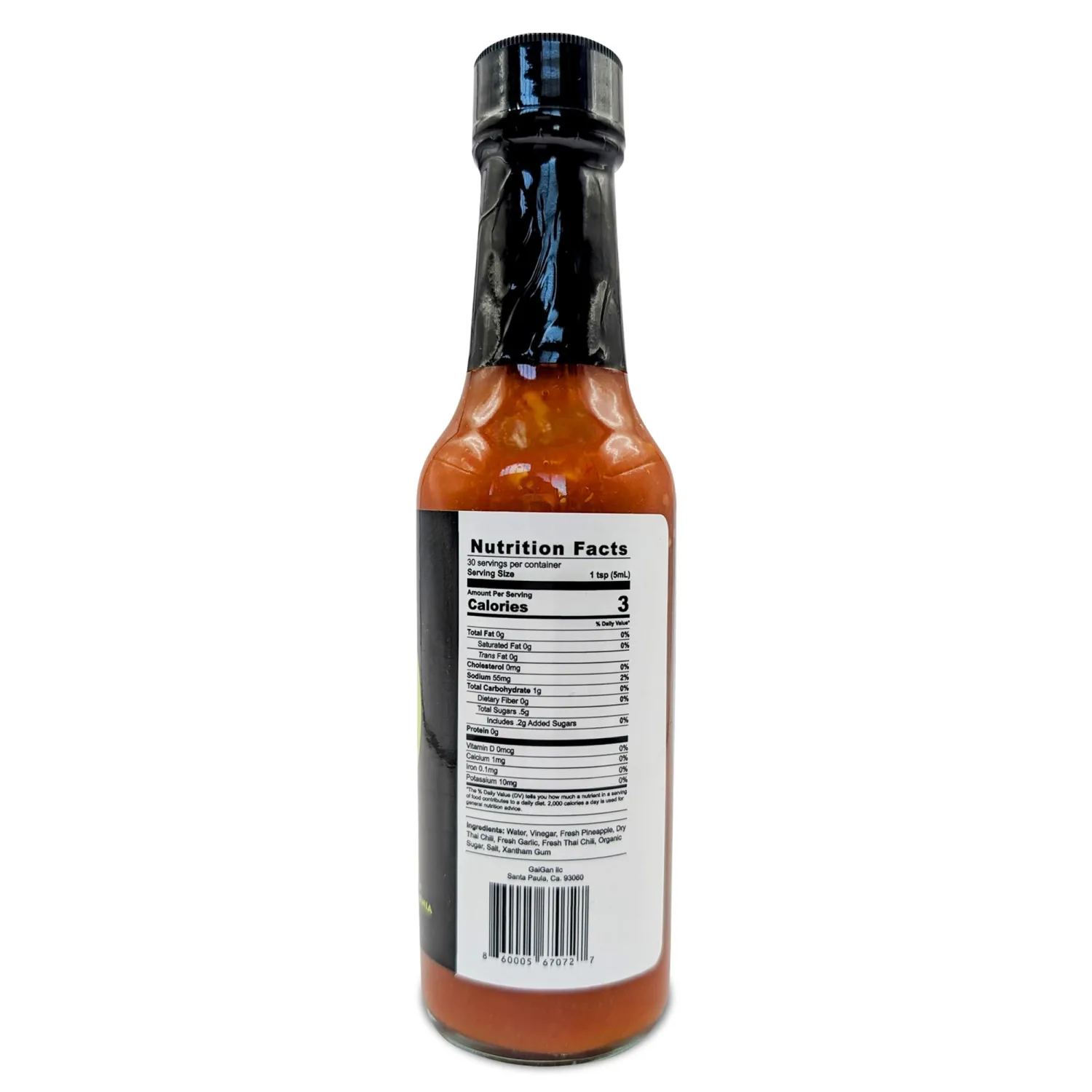 GaiGan - Thai Chili Pineapple Hot Sauce, Low-Calorie, All Natural Vegan Condiments with Low Sodium, Gluten Free & No Preservatives, 150 mL