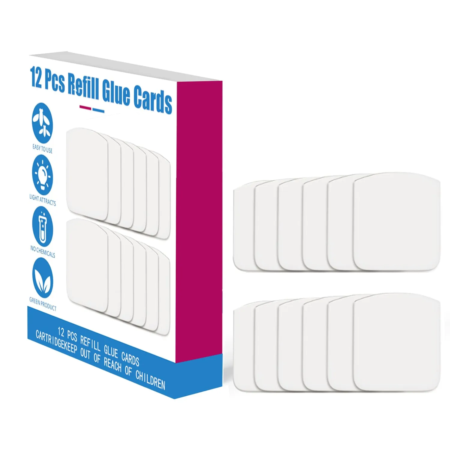Glue Card Refills for FTOTL Flying Insect Trap, 12 Pieces