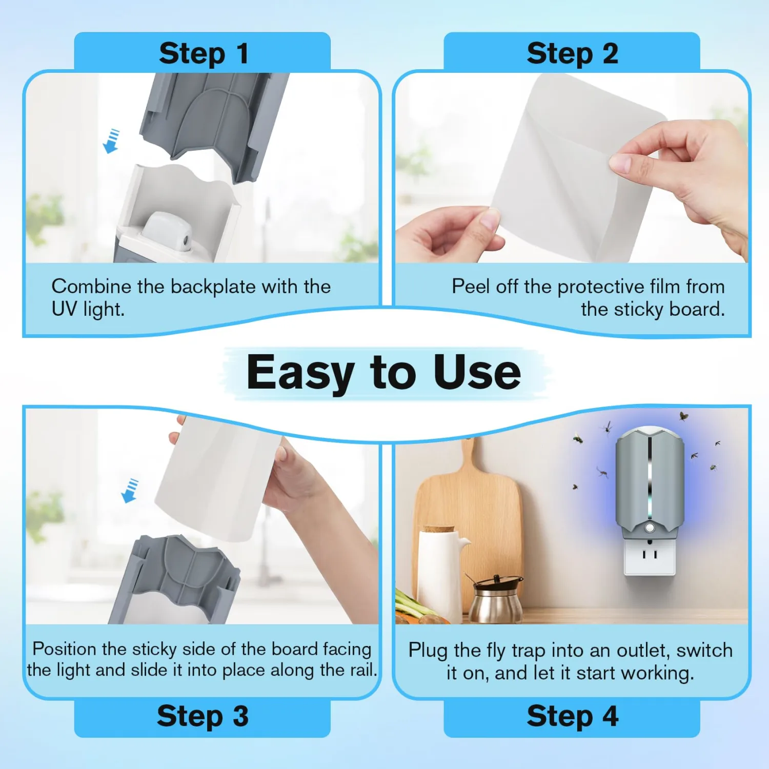 Glue Card Refills for FTOTL Flying Insect Trap, 12 Pieces
