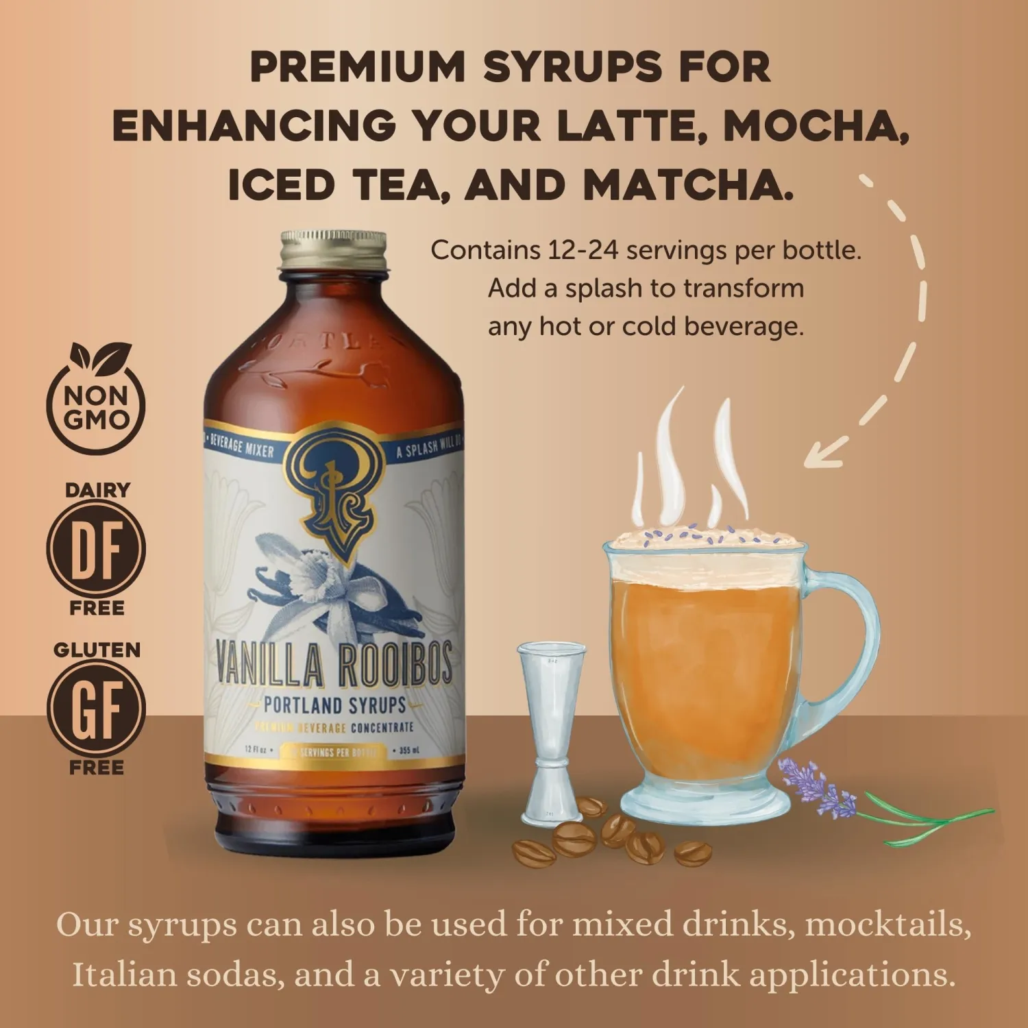 Portland Syrups Vanilla Spice Rooibos Syrup (12 Fl Oz (Pack of 2))