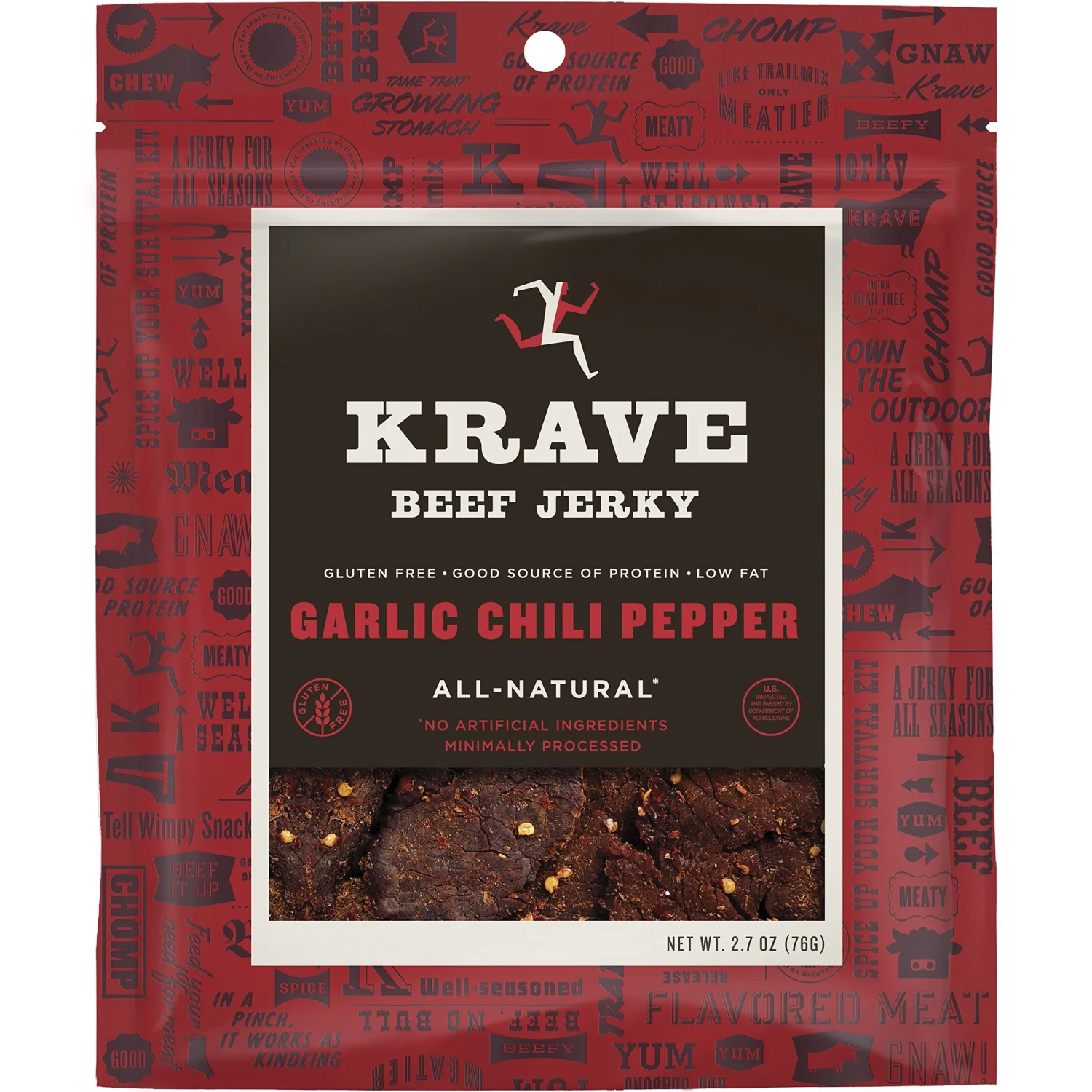 KRAVE Jerky Beef, Garlic Chili Pepper, 2.7 Ounce