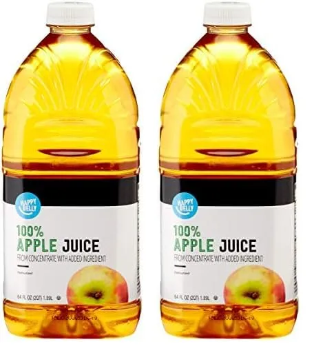 Amazon Brand - Happy Belly 100% Apple Juice, 64 fl oz Bottle (Pack of 2)