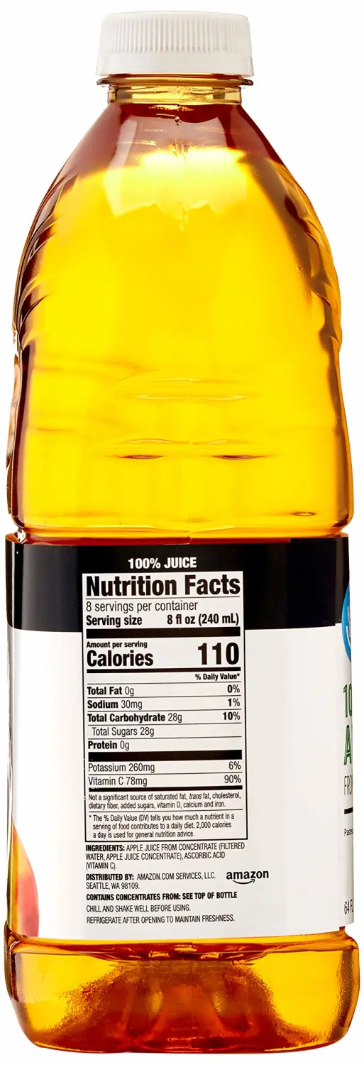 Amazon Brand - Happy Belly 100% Apple Juice, 64 fl oz Bottle (Pack of 2)