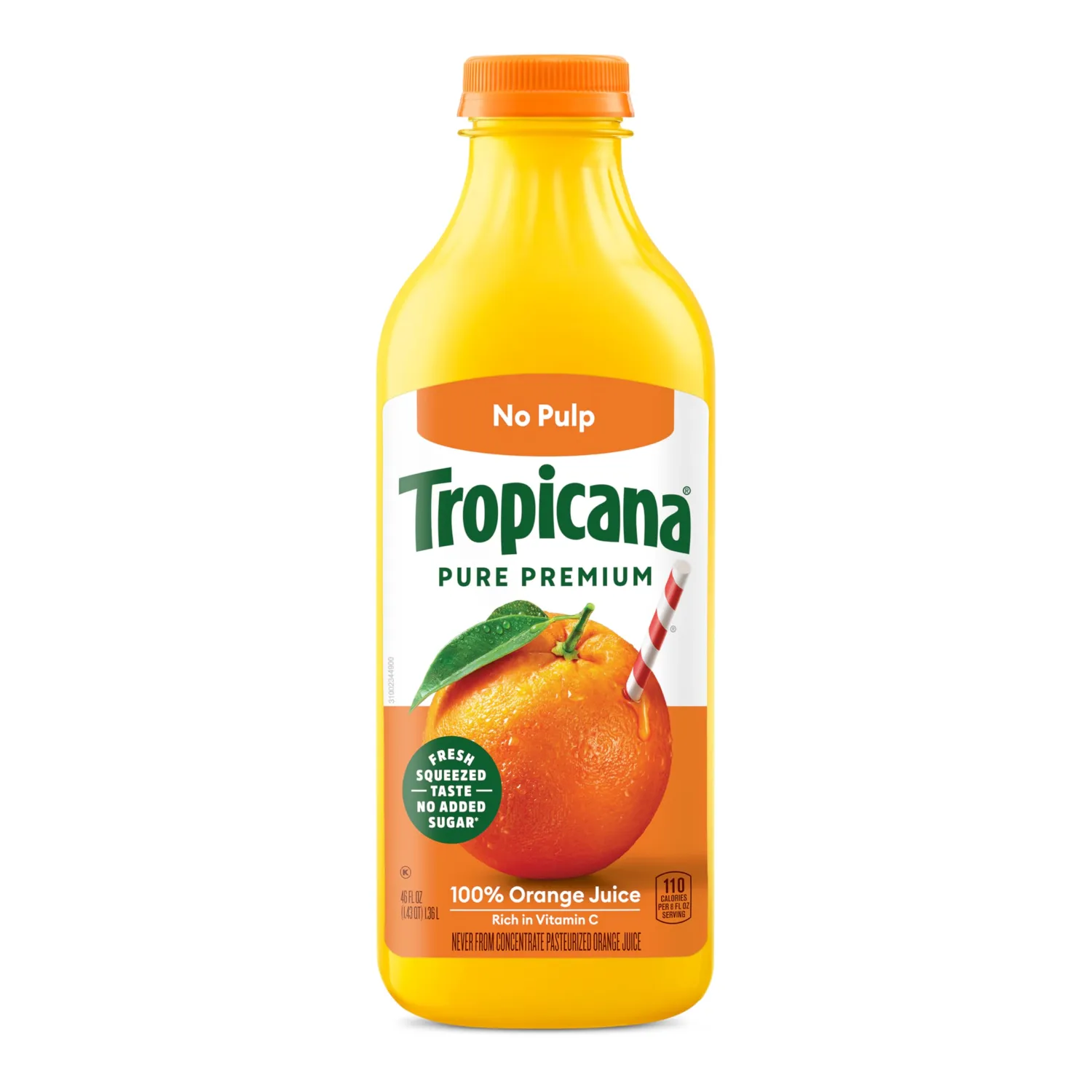 Tropicana Pure Premium 100% Orange Juice Original, No Pulp, No Sugar Added, 46 fl oz