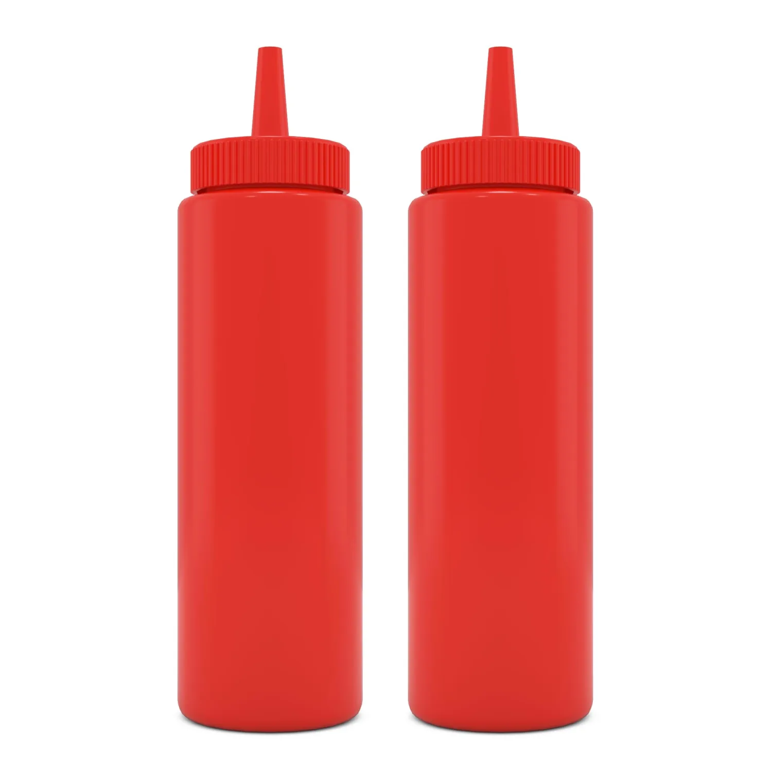 BRIGHTFROM Condiment Squeeze Bottles, RED 8 OZ Empty Squirt Bottle with Wide Neck - Great for Ketchup, Mustard, Syrup, Sauces, Dressing, Oil, BPA FREE Plastic - 2 PACK
