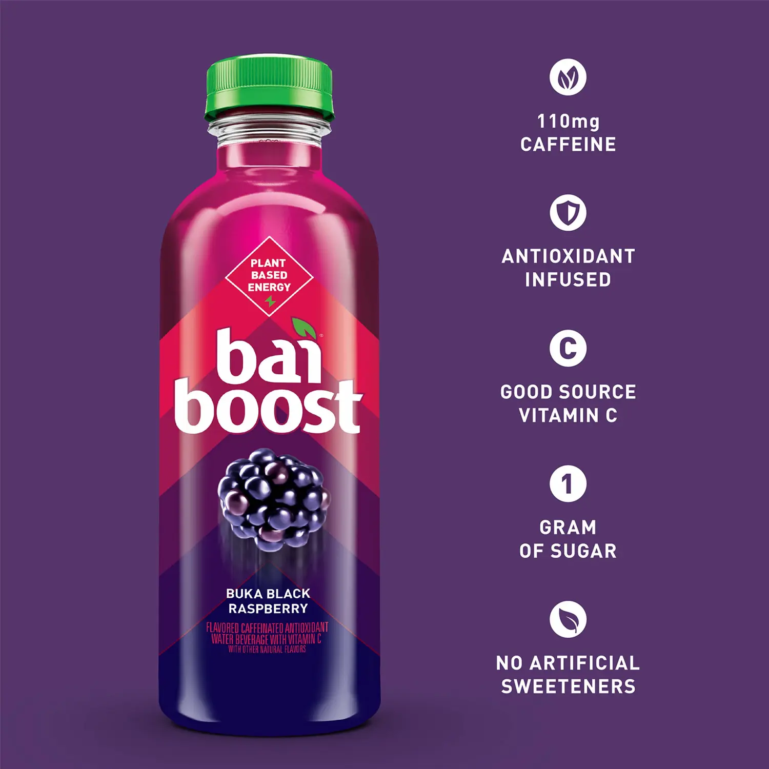 Bai Boost Buka Black Raspberry, Antioxidant Infused Beverage, 18 fl oz bottle