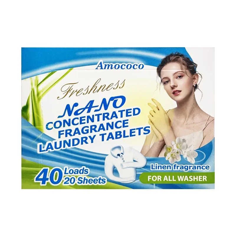 Laundry Detergent Tablets, Lavender Scent, 40 Loads, 20 Quick-Dissolving Sheets, Cold & Warm Water Compatible (Linen Fragrance/Blue)