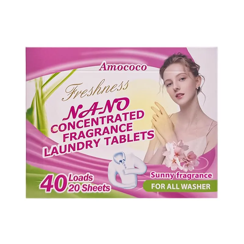 Laundry Detergent Sheets, Dissolves Instantly in Hot & Cold Water, Travel Laundry Soap Strips, 20 Count Sheet Pack for 40 Loads, Portable for Travel, Gym, Dorm, Sunshine Scent