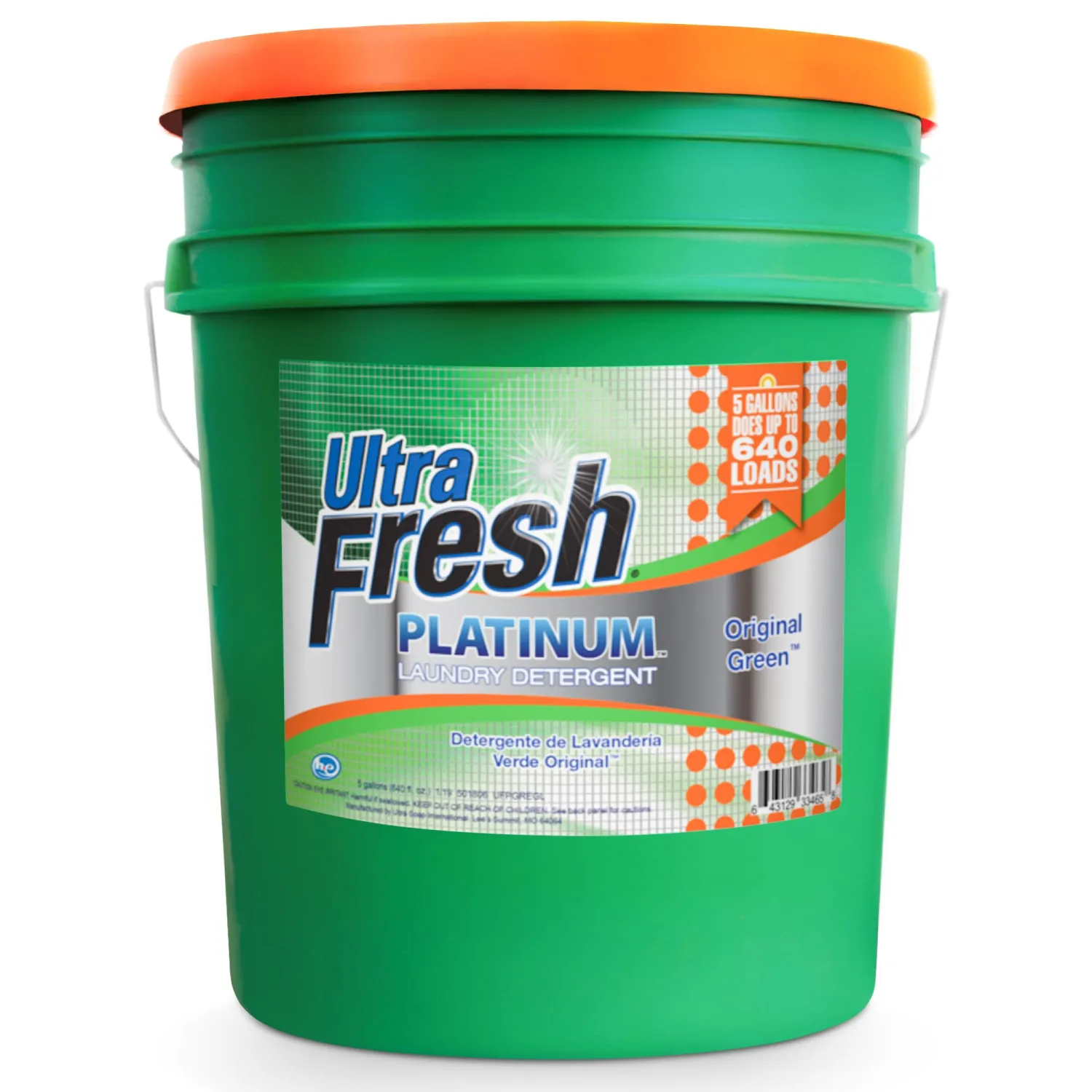5 Gallon Liquid Laundry Detergent Washing Soap for All Machine Types, 6X Platinum, Up to 640 Loads, Original Green