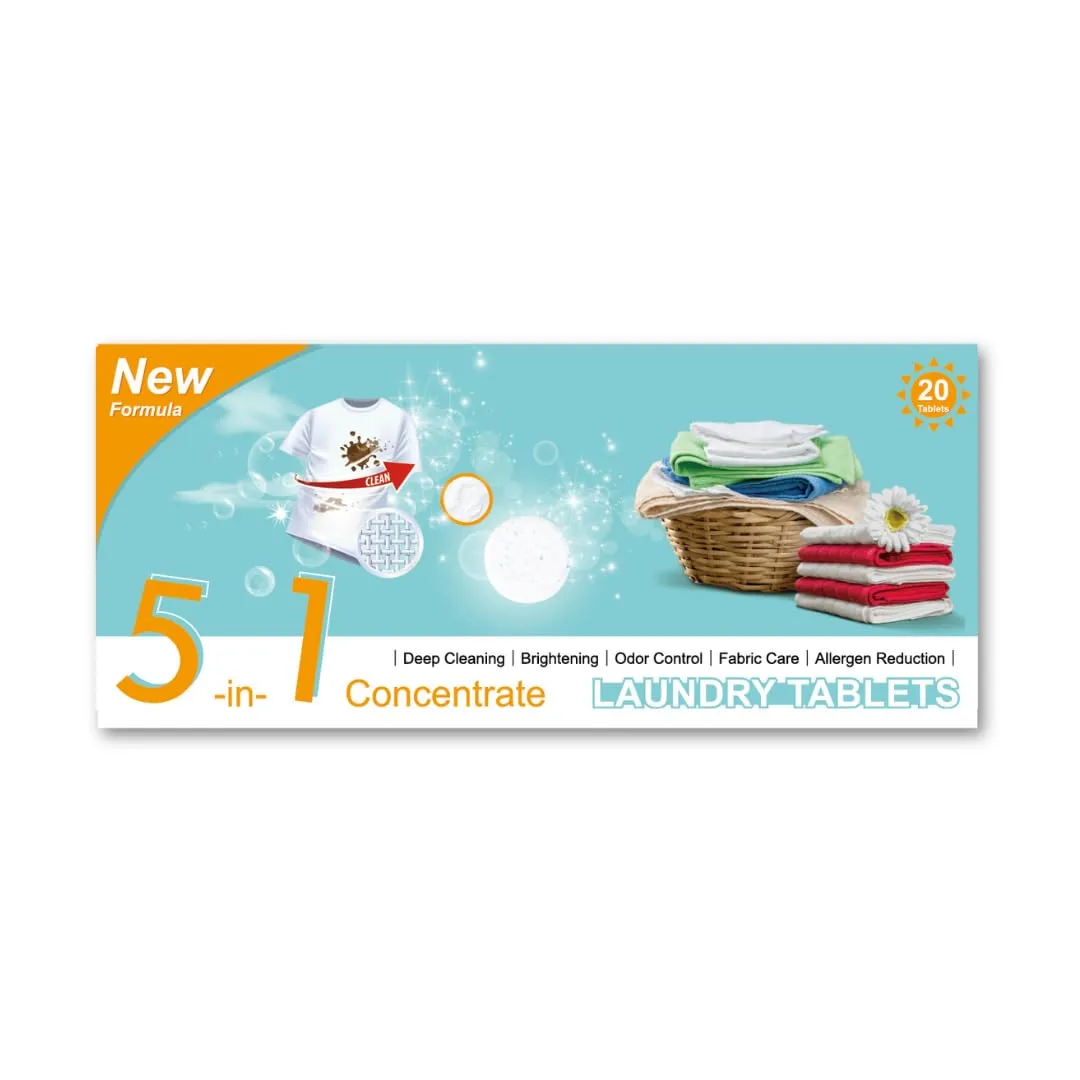 5-in-1 Laundry Tablets – Fresh Clean for Activewear & Humid Days,Perfect for Rainy, Humid & Indoor Drying
