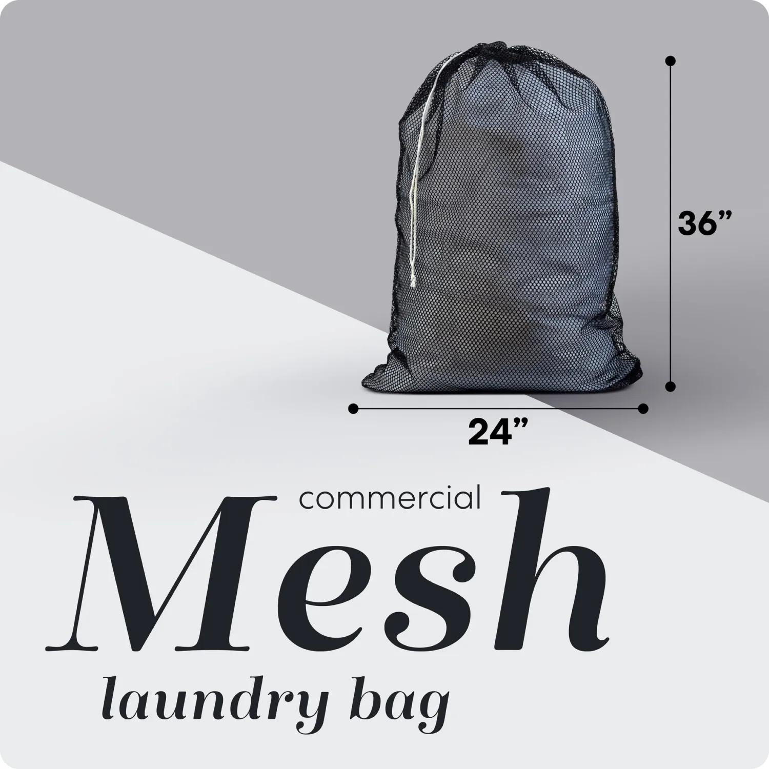Mesh XL Laundry Bag - Large 24" x 36" - Durable, Machine Washable with Secure Drawstring Closure - Perfect for College Dorms, Laundromats, Apartments (Black)