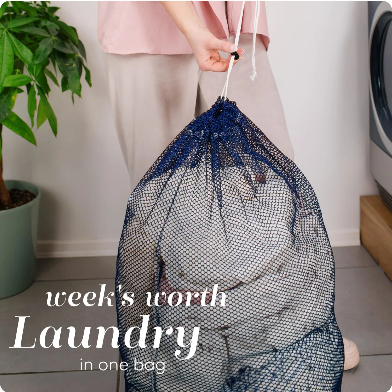 Mesh XL Laundry Bag - Large 24" x 36" - Durable, Machine Washable with Secure Drawstring Closure - Perfect for College Dorms, Laundromats, Apartments (Blue)