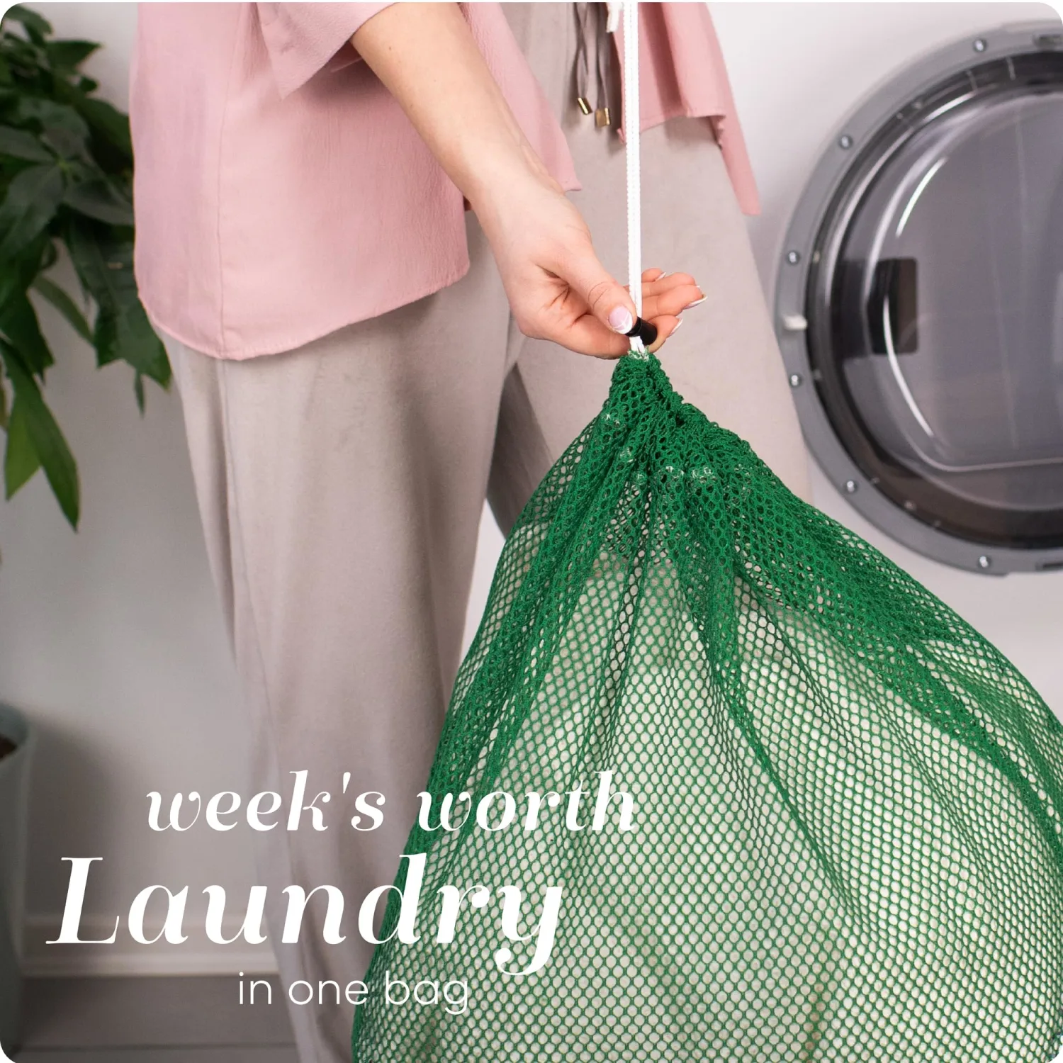 Mesh XL Laundry Bags - Large 24" x 36" - Durable, Machine Washable with Secure Drawstring Closure - Perfect for College Dorms, Laundromats, Apartments (Green)