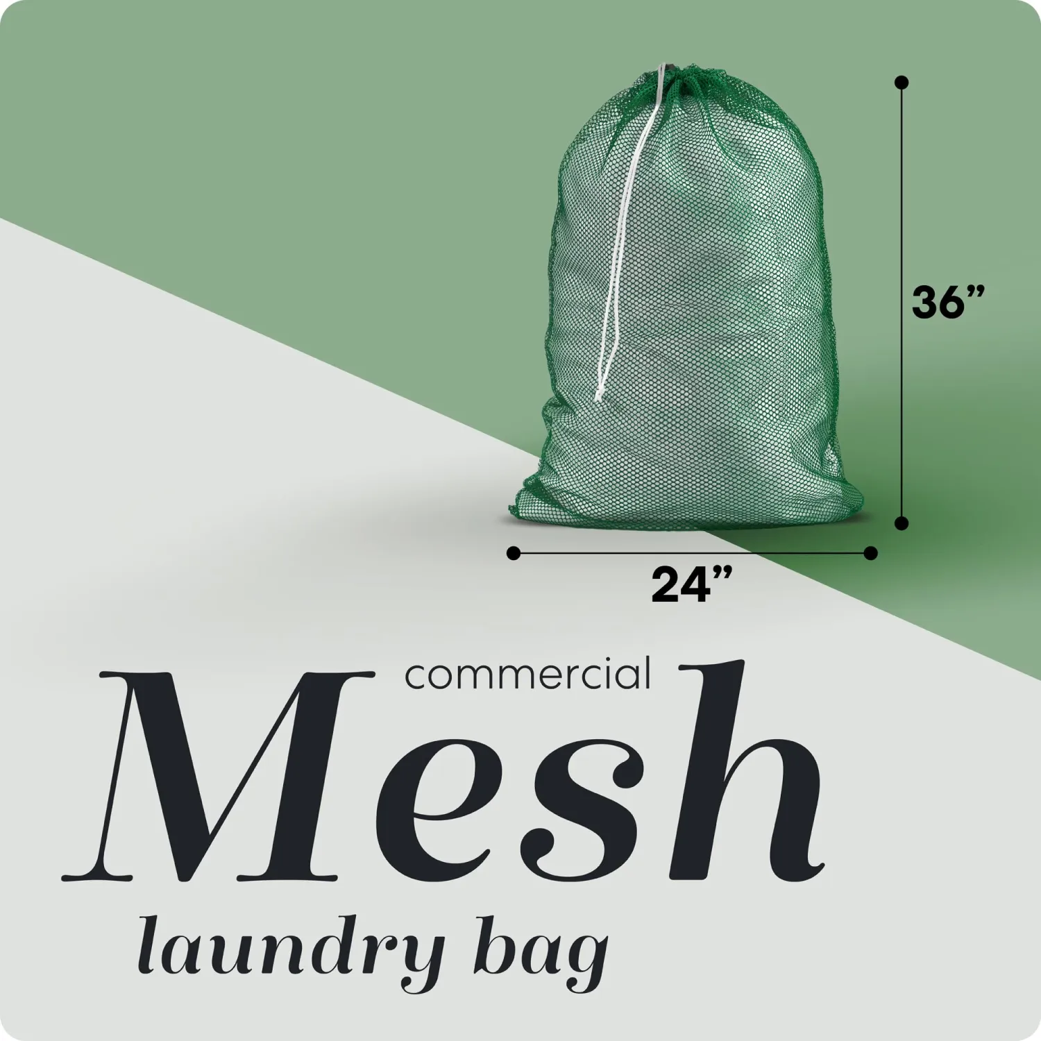 Mesh XL Laundry Bags - Large 24" x 36" - Durable, Machine Washable with Secure Drawstring Closure - Perfect for College Dorms, Laundromats, Apartments (Green)