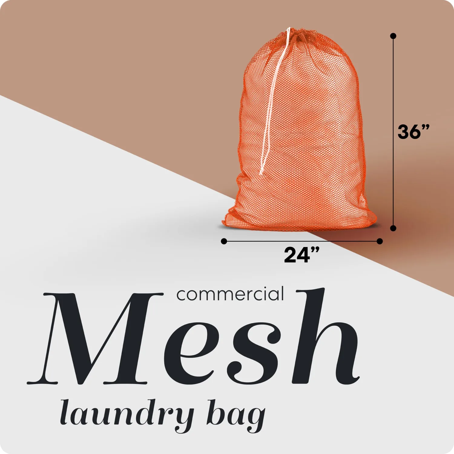 Mesh XL Laundry Bag - Large 24" x 36" - Durable, Machine Washable with Secure Drawstring Closure - Perfect for College Dorms, Laundromats, Apartments (Orange)