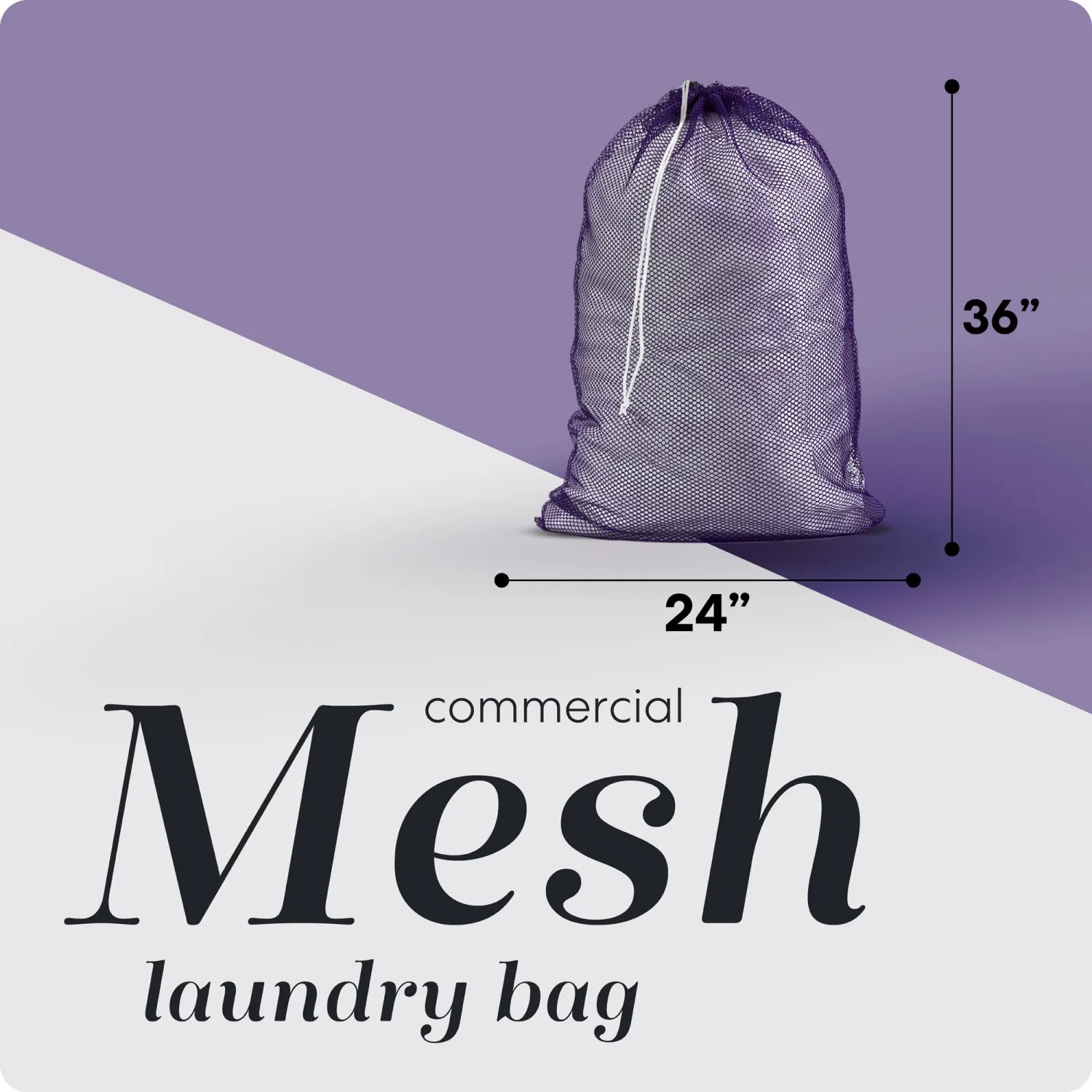 Mesh XL Laundry Bag - Large 24" x 36" - Durable, Machine Washable with Secure Drawstring Closure - Perfect for College Dorms, Laundromats, Apartments (Purple)