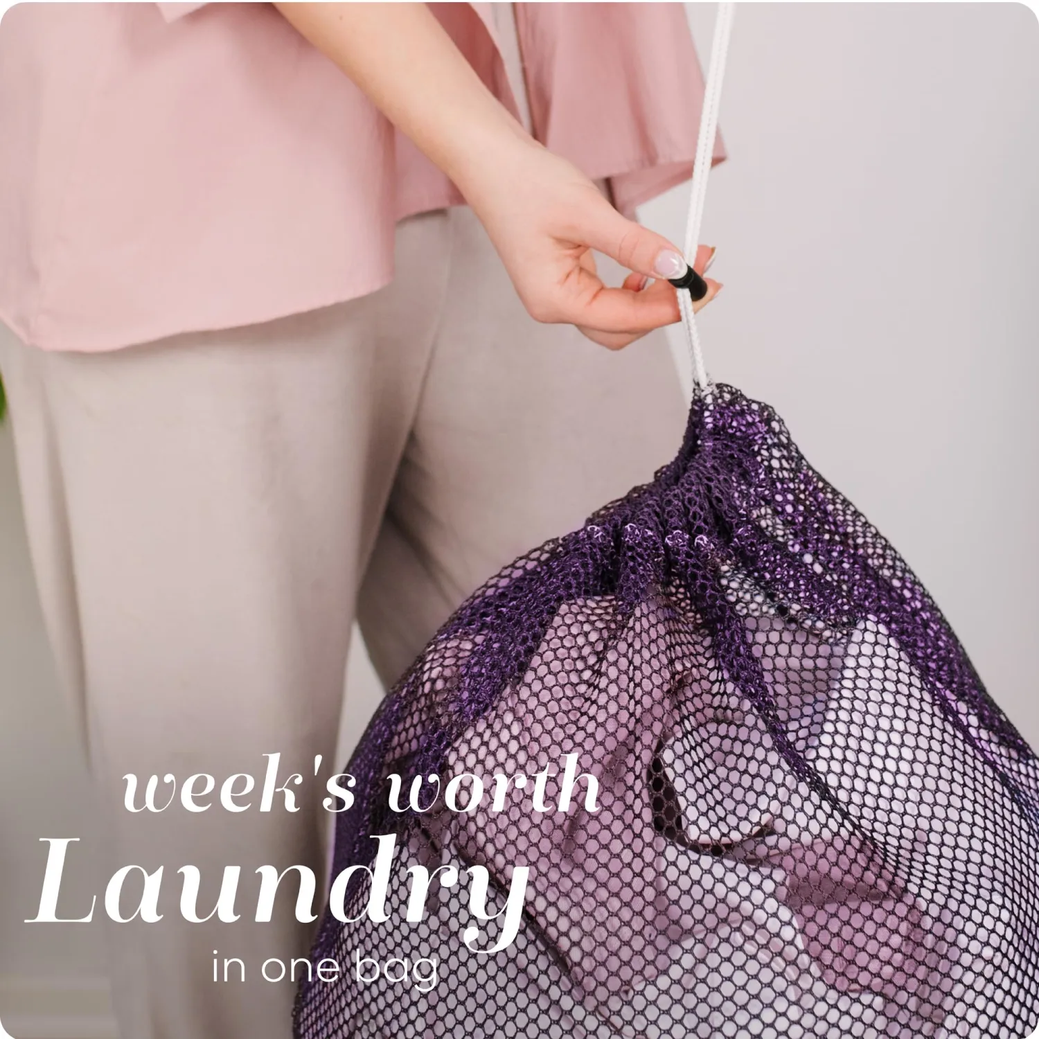 Mesh XL Laundry Bag - Large 24" x 36" - Durable, Machine Washable with Secure Drawstring Closure - Perfect for College Dorms, Laundromats, Apartments (Purple)