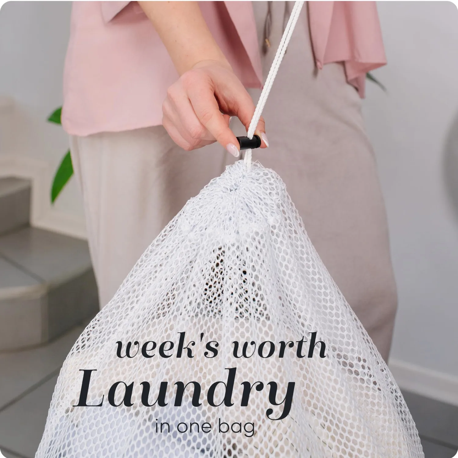 Mesh XL Laundry Bag - Large 24" x 36" - Durable, Machine Washable with Secure Drawstring Closure - Perfect for College Dorms, Laundromats, Apartments (White)