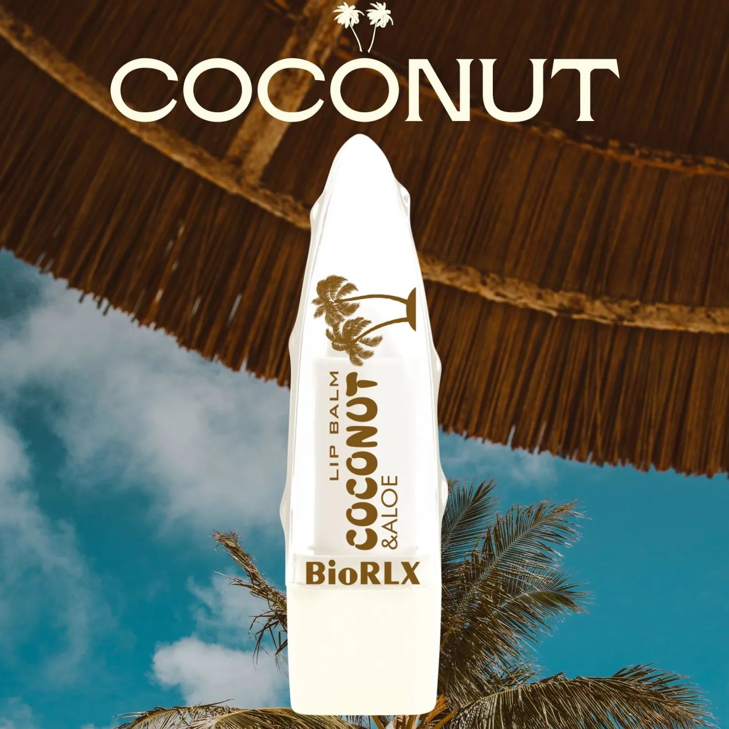 BioRLX Coconut Oil Lip Balm - Natural Hydration with Coconut’s Nourishing Properties for Everyday Lip Care (Coconut, 0.12 Ounce (Pack of 1))