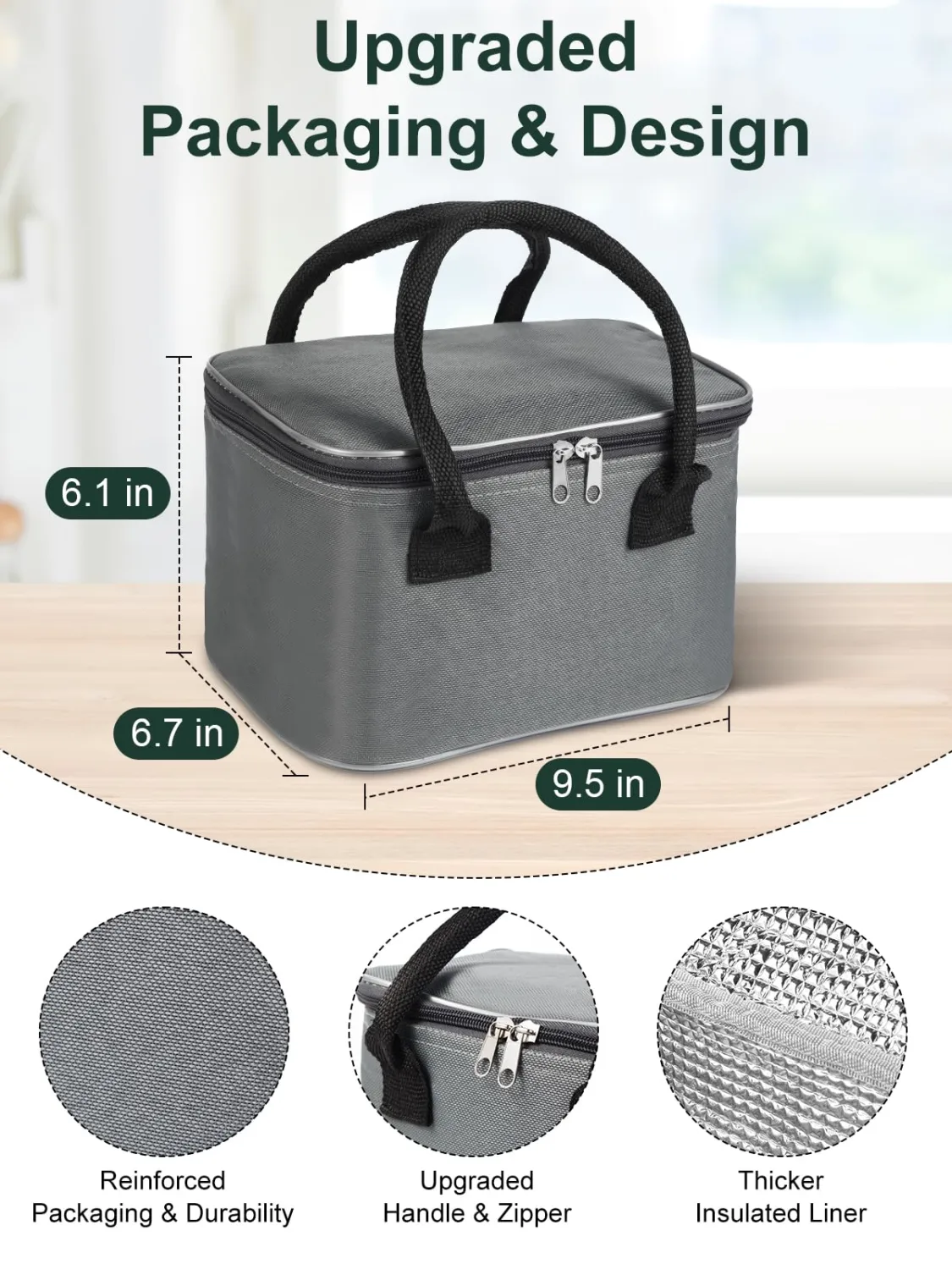 2025 Upgraded 80W Heated Lunch Box with Insulated Bag, 1.5L SS Container with Lid & 0.45L Fruit Box Electric Lunch Box for Adults, 12V/24V/110V Portable Food Warmer for Home/Car/Truck (Green)