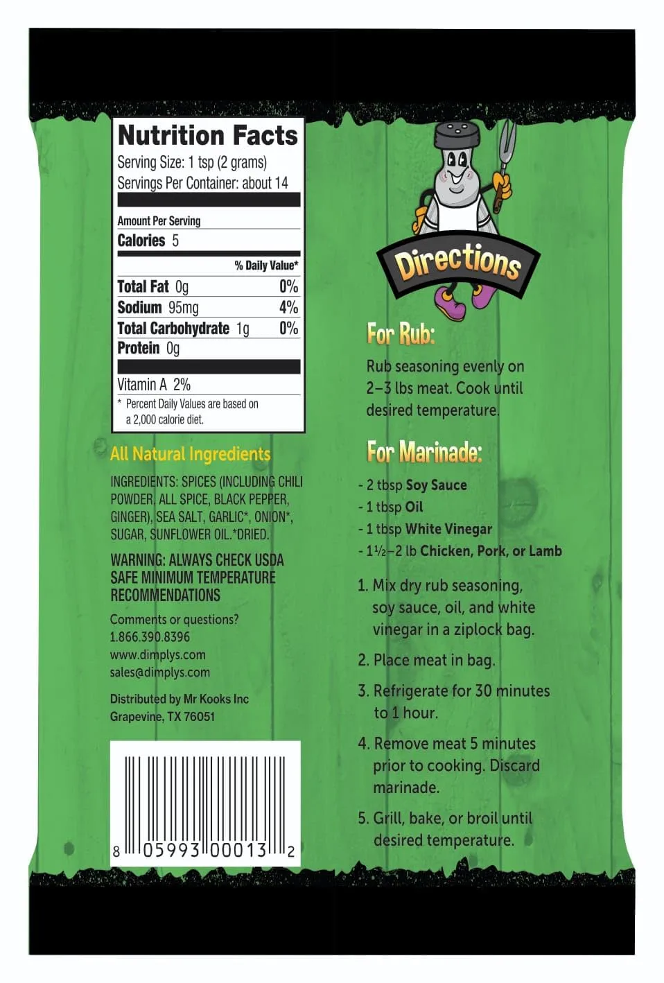 Dimply's Jamaican Jerk Seasoning Mix – Dry Rub and Marinade for Chicken, Meat, Vegetables, Tofu – Bold Caribbean Spice Blend – Vegan, Gluten Free, No MSG, No Preservatives – 6 oz Bag, 12 Pack