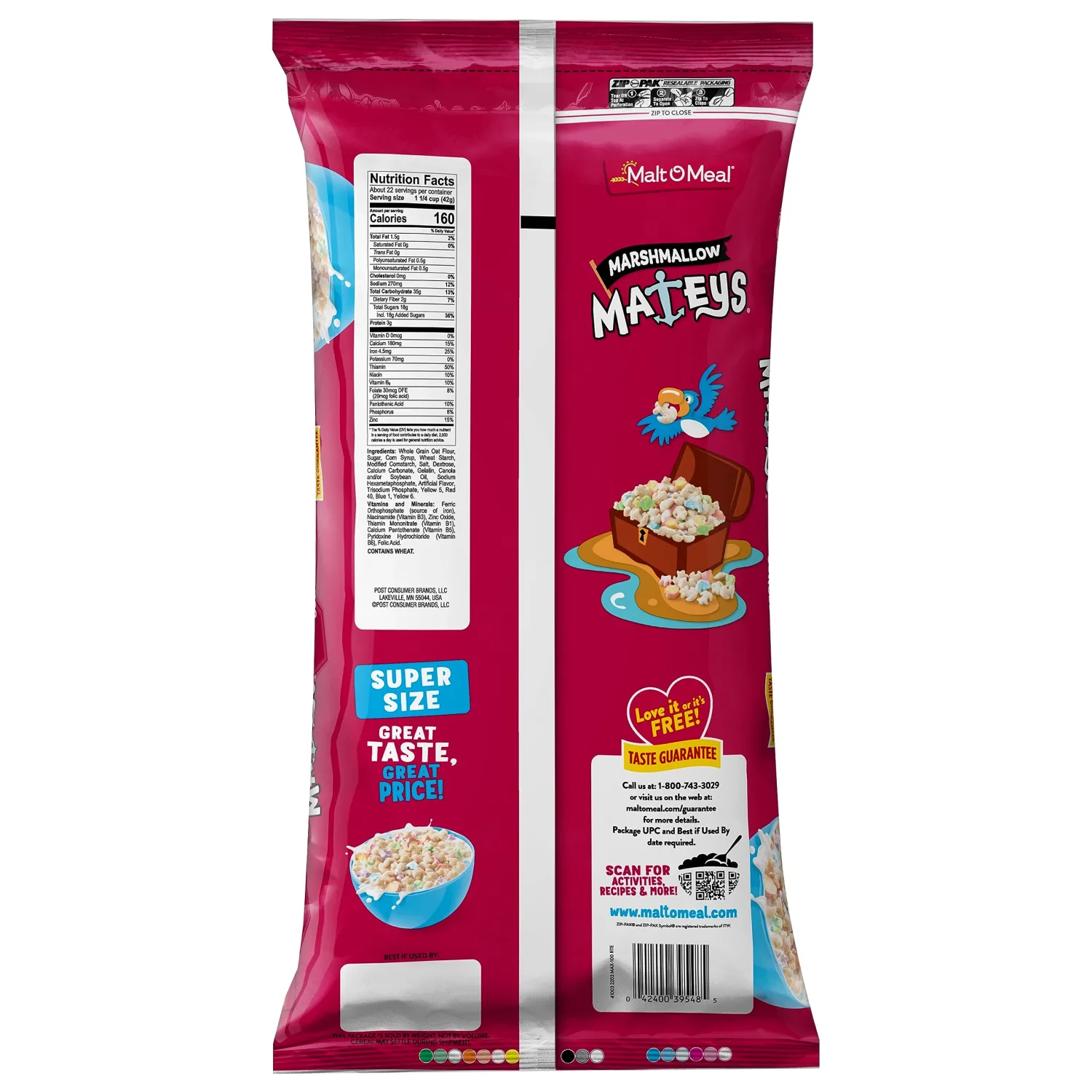 Malt-O-Meal Marshmallow Mateys Breakfast Cereal with Marshmallow Bits, 33 OZ Bag (Pack of 2)