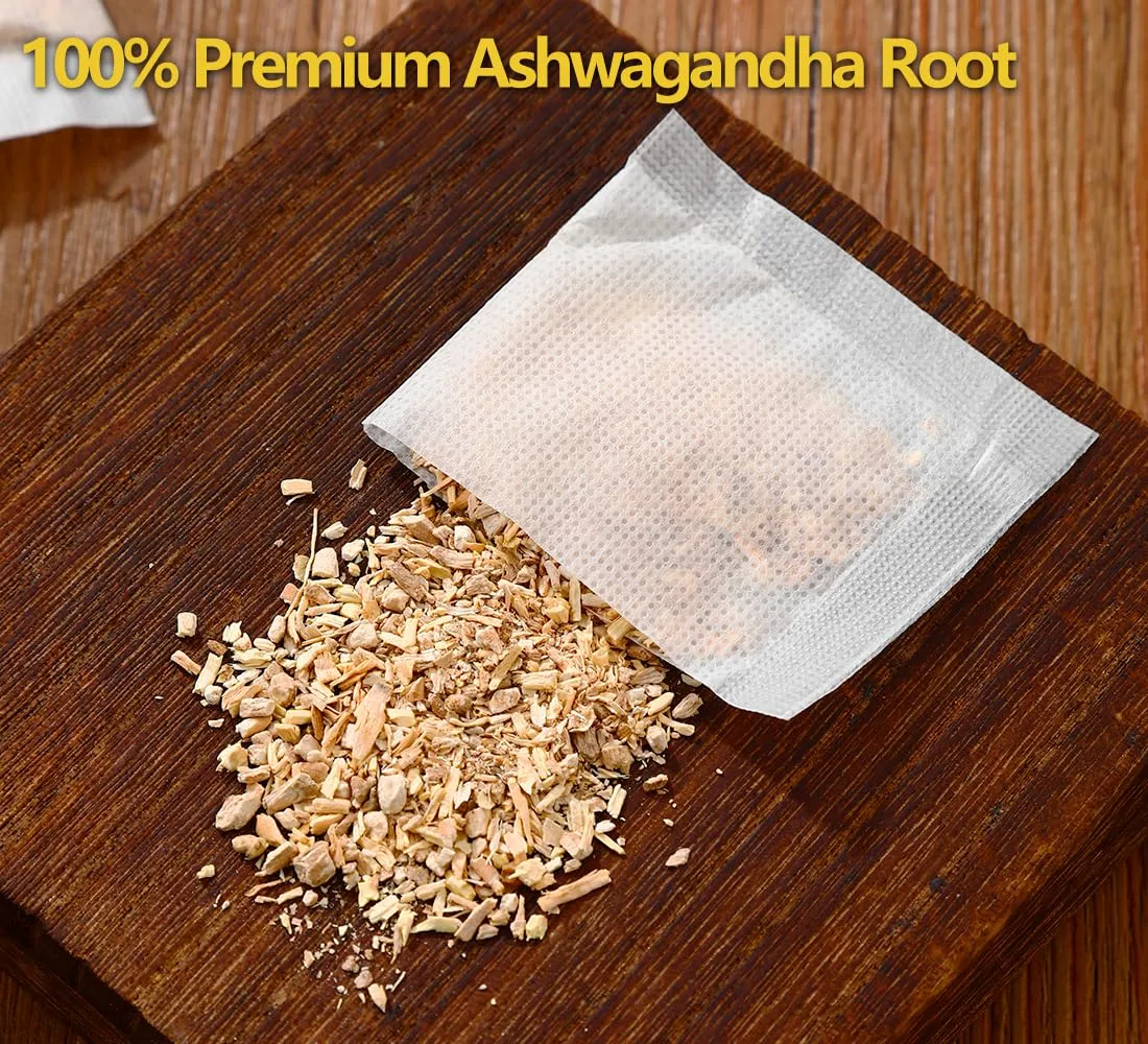 Premium 40 Ashwagandha Tea Bags, Made with 100% Wild Ashwagandha Root, No Additives & Caffeine free.