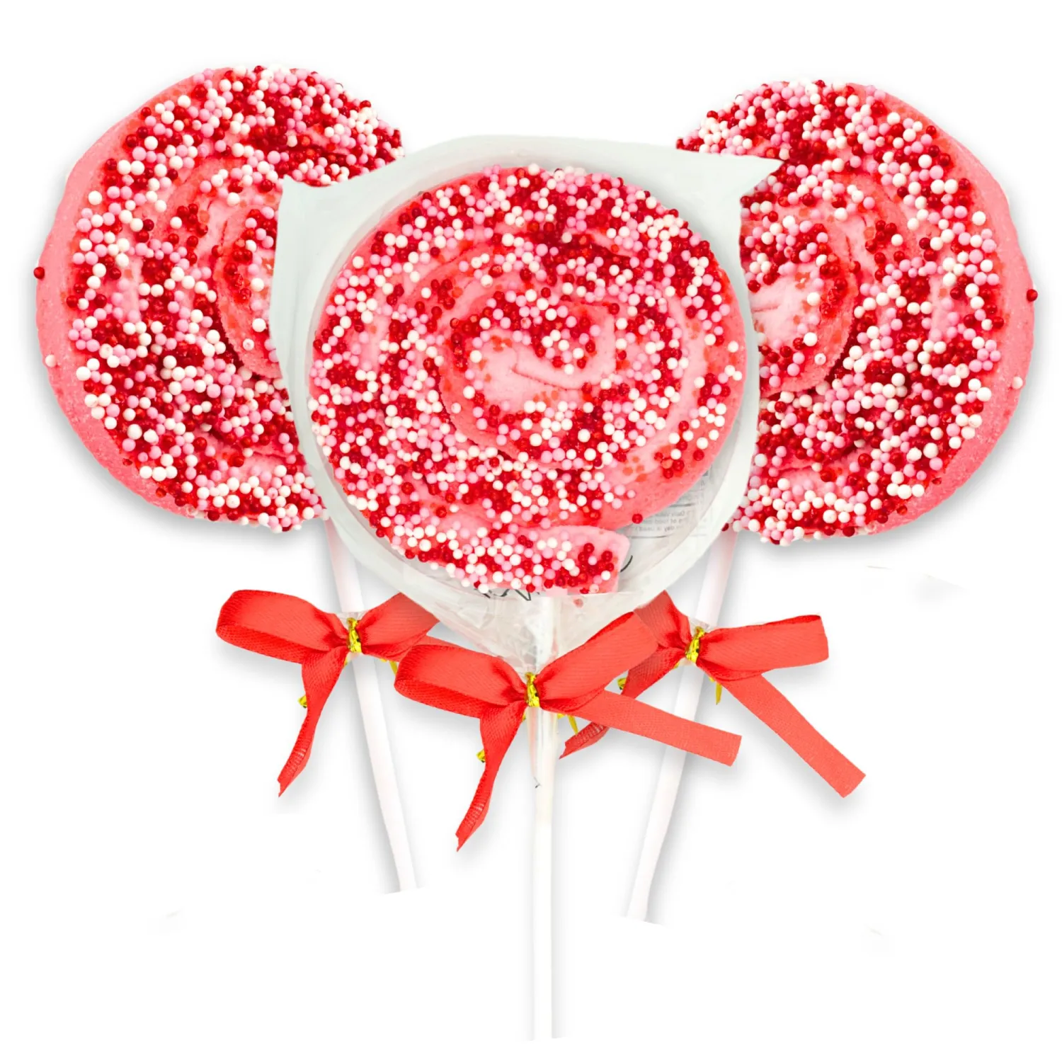 Candy Marshmallow Swirl Lollipops, Individually Wrapped, Strawberry Flavored, 4th of July Party Favors, (One Size, 3, Count)