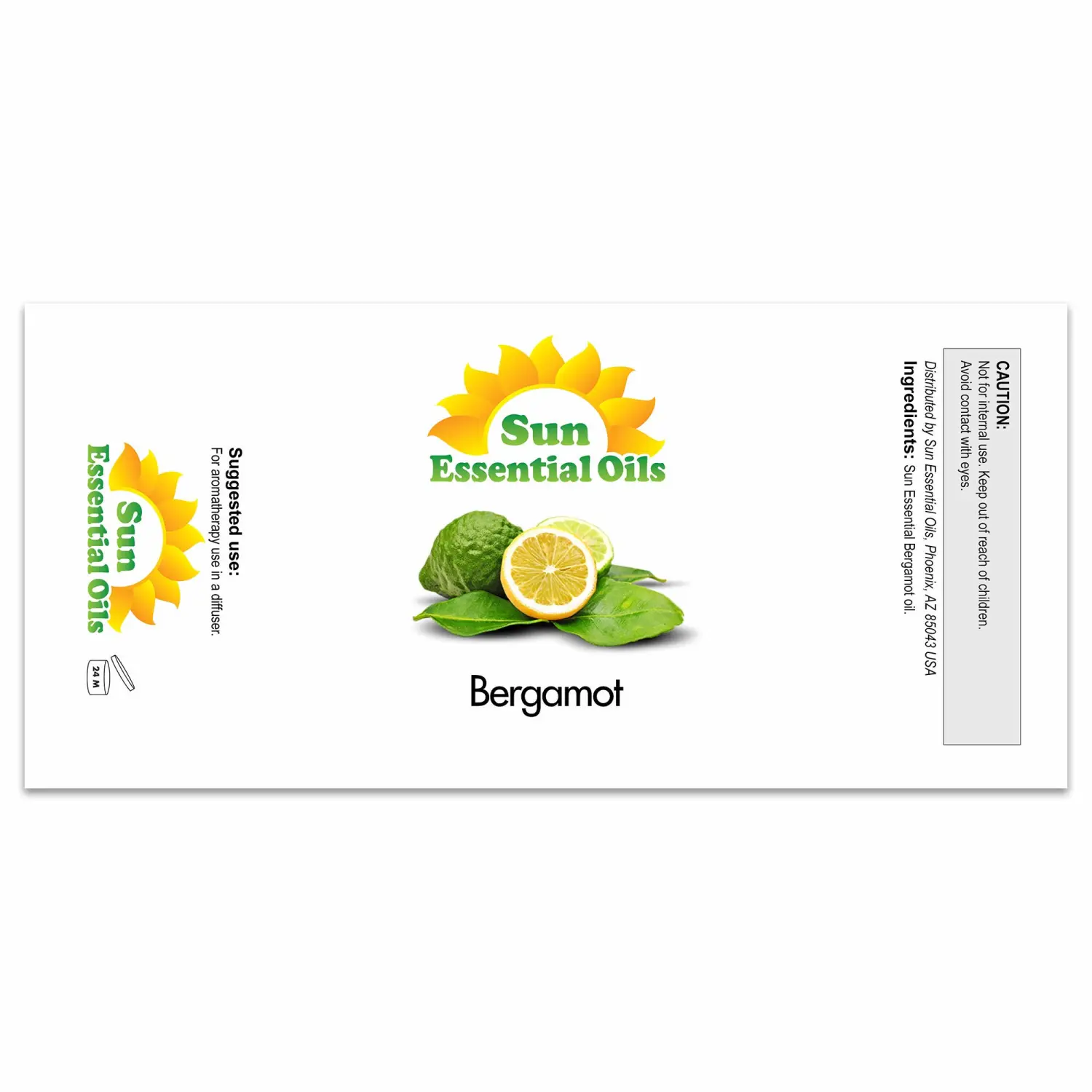 Sun Essential Oils Bergamot Essential Oil - Aromatherapy Oil - 2 Fluid Ounces