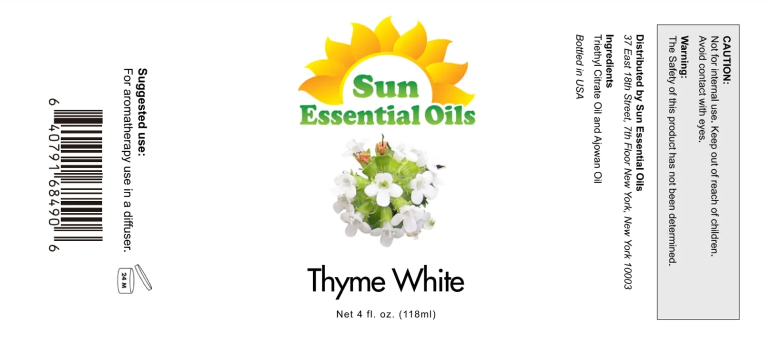 Sun Essential Oils 4oz Thyme Essential Oil – Aromatherapy Oil for Candles (4 Fluid Ounces)