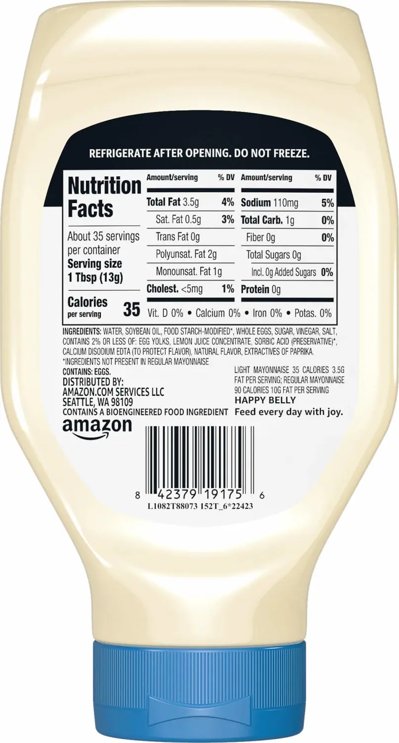 Amazon Brand - Happy Belly Light Mayonnaise, 18 fl oz (Pack of 1)