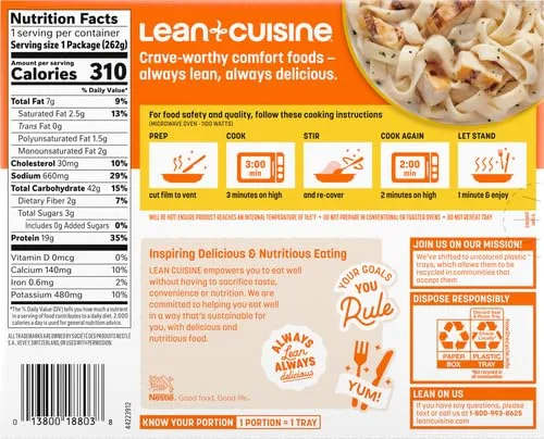 Lean Cuisine Frozen Meal Chicken Fettuccine, Comfort Cravings Microwave Meal, Chicken Pasta Dinner, Frozen Dinner for One