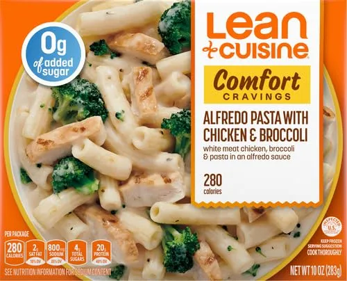 Lean Cuisine Frozen Meal Alfredo Pasta with Chicken Broccoli, Comfort Cravings Microwave Meal, Chicken and Pasta Dinner, Frozen Dinner for One