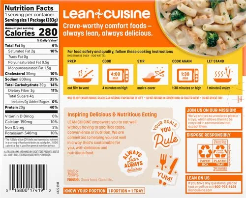 Lean Cuisine Frozen Meal Alfredo Pasta with Chicken Broccoli, Comfort Cravings Microwave Meal, Chicken and Pasta Dinner, Frozen Dinner for One