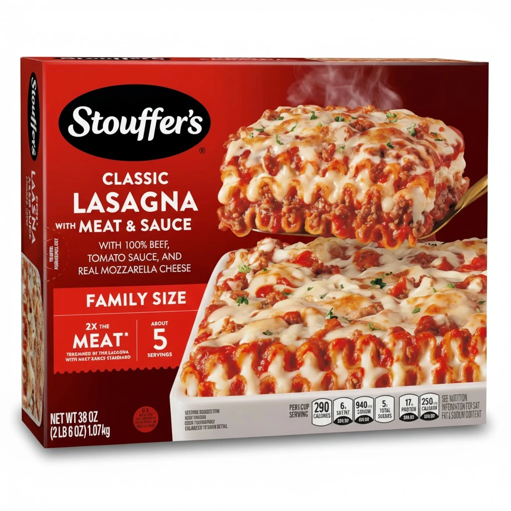 Stouffer’s Classic Lasagna with Meat and Sauce, Family Size, Easy Frozen Dinners, Family Lasagna, Meat Lasagna, Oven Ready Lasagna, Family Frozen Meals