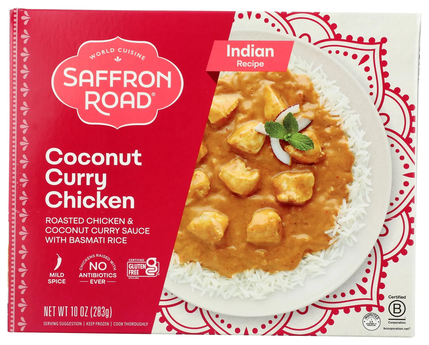 Saffron Road Coconut Curry Chicken with Basmati Rice Frozen Dinner, 10oz - Antibiotic Free, Gluten Free, Halal