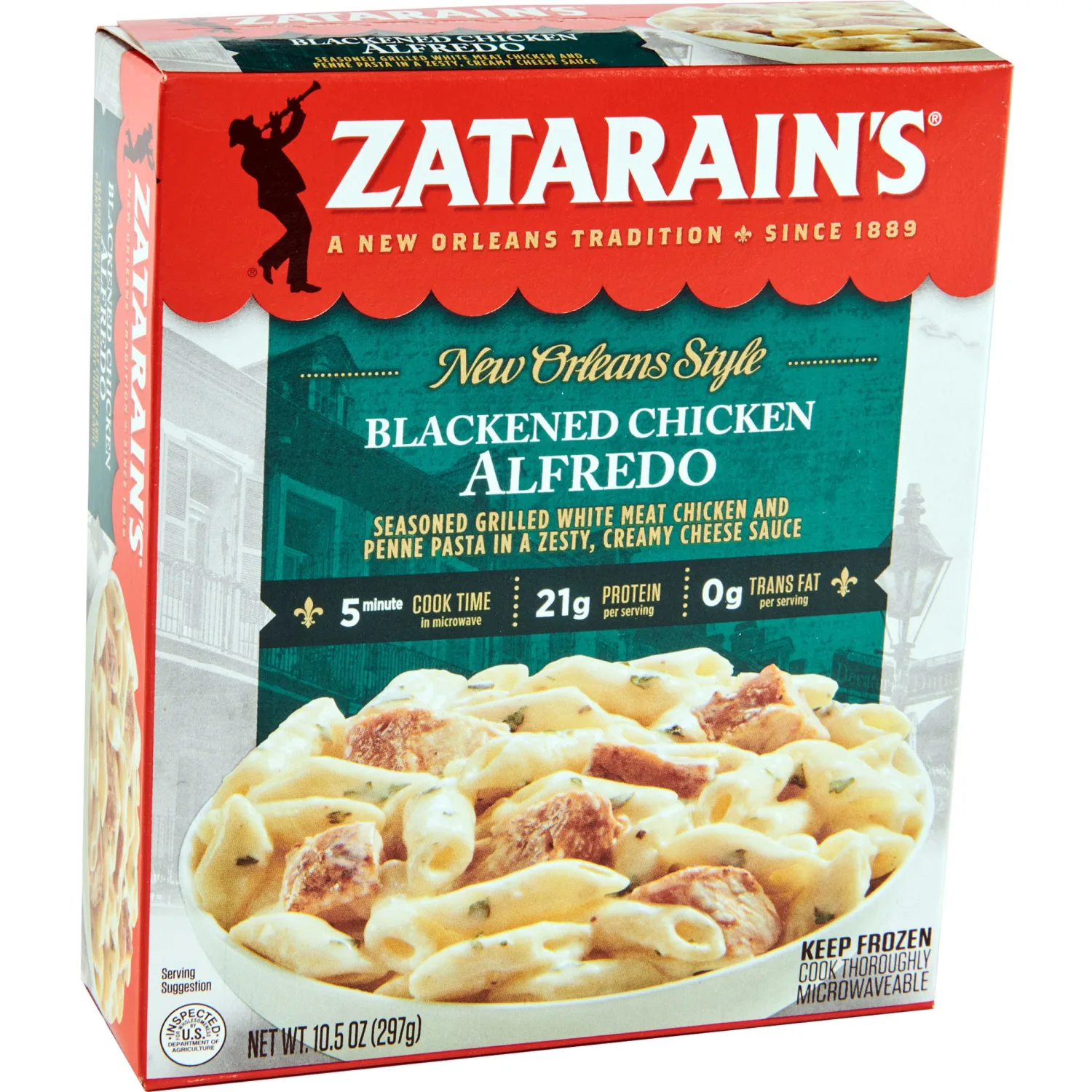 Zatarain's Blackened Chicken Alfredo, Frozen Meal, 10.5 oz