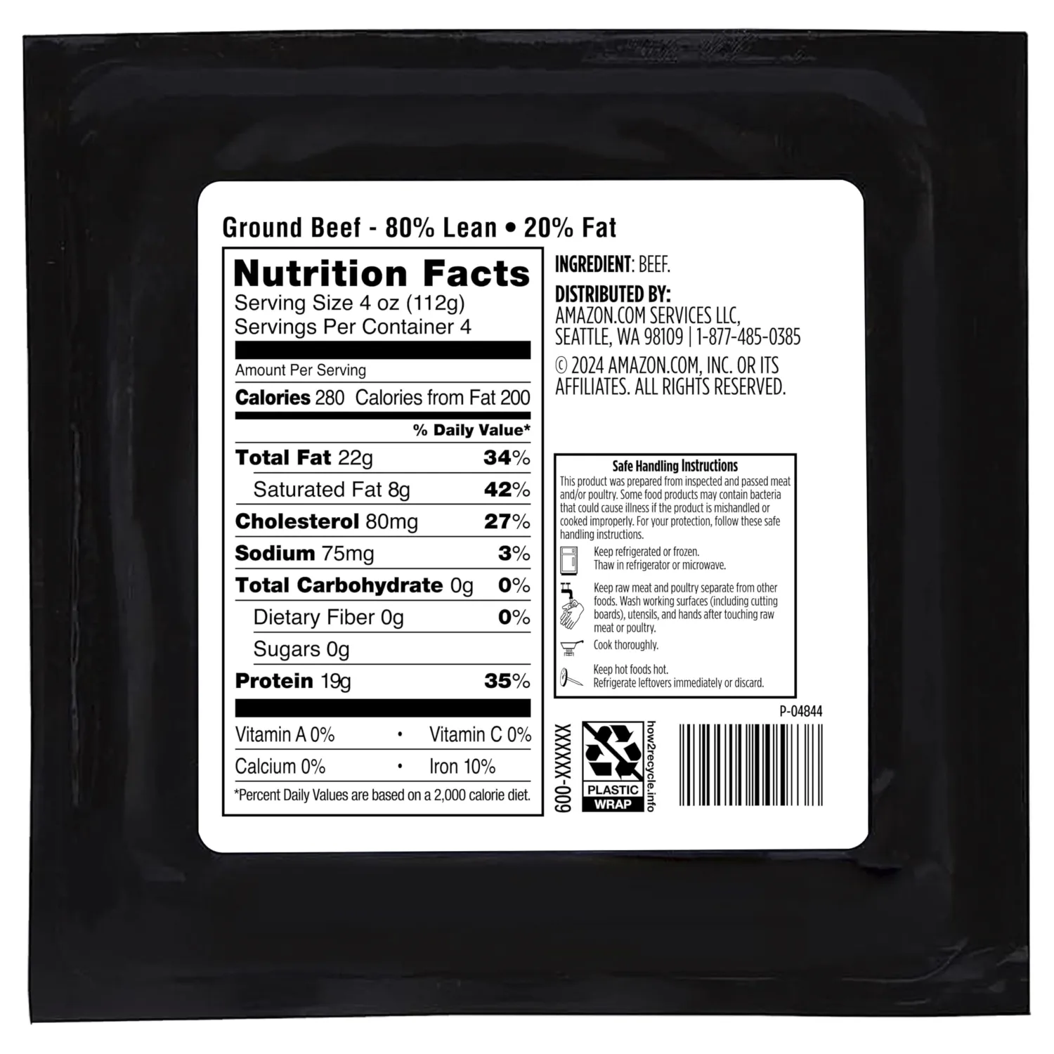 Ground Beef, 80% Lean/20% Fat, 1 lb (Previously Fresh Brand, Packaging May Vary)