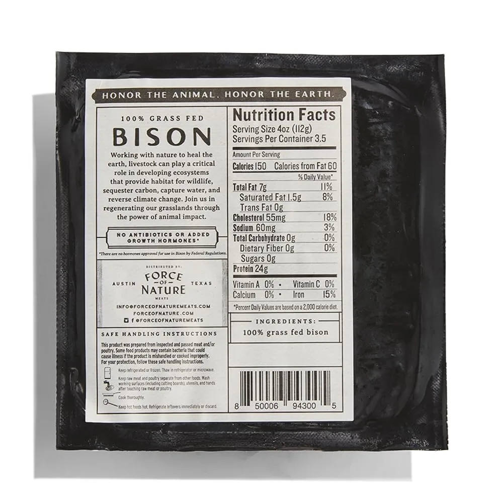Force Of Nature Meats 100% Grass Fed, Regenerative Bison Grind, 14 oz