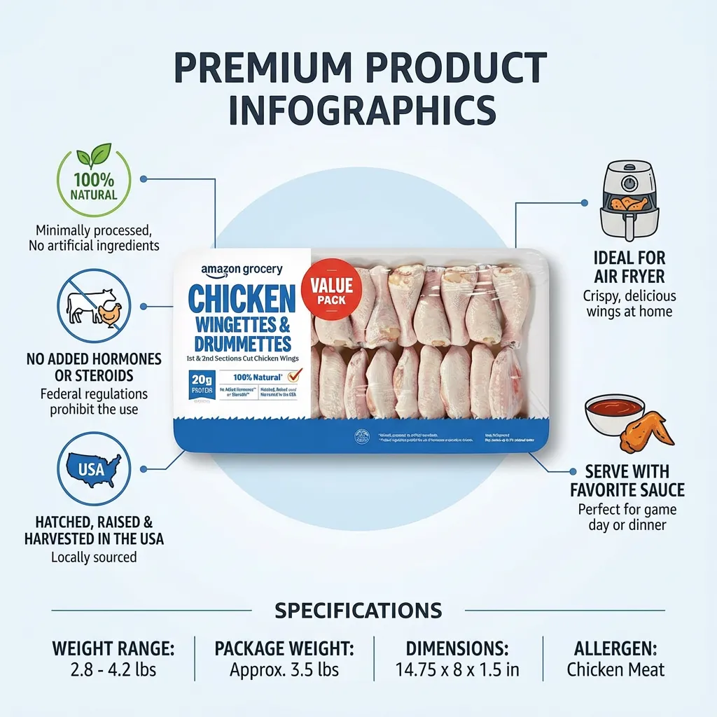Chicken Wingettes & Drummettes Value Pack, 100% Natural, Weight Varies
