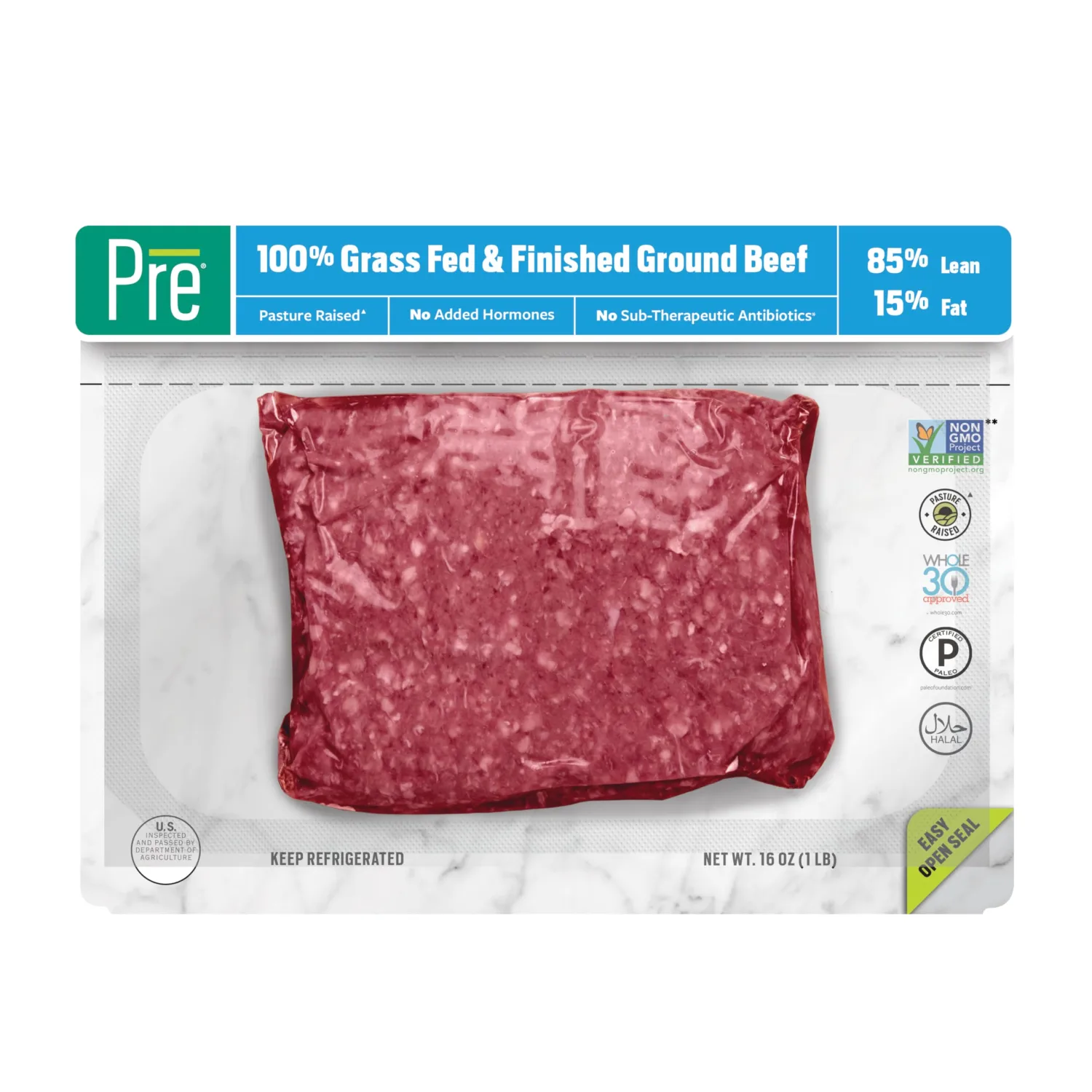 Ground Beef 85% Lean/15% Fat, Grass-Fed, Pasture-Raised, 1 lb