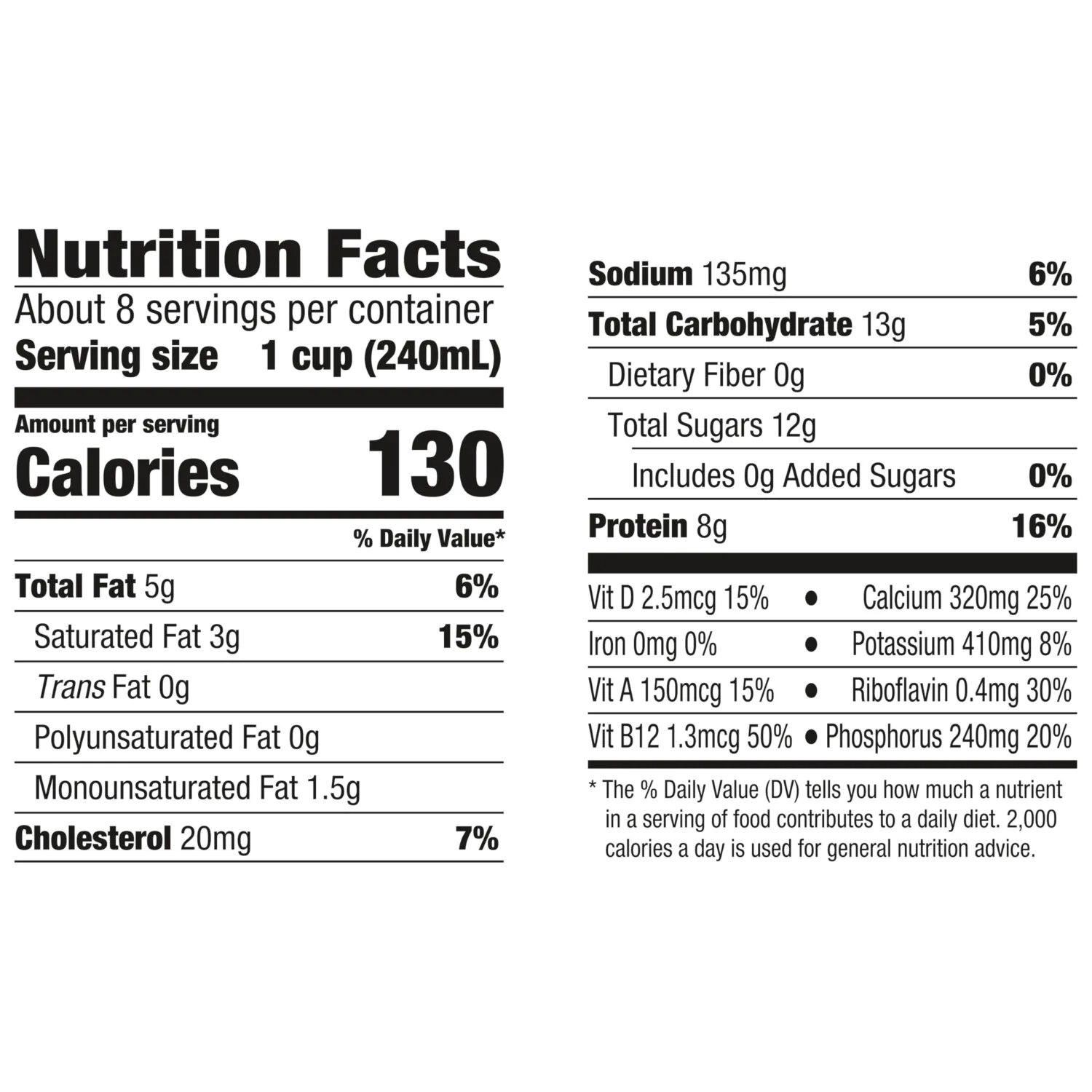 Horizon Organic DHA Omega-3 Milk, DHA 2 Percent Milk, 64 FL OZ Half Gallon Carton