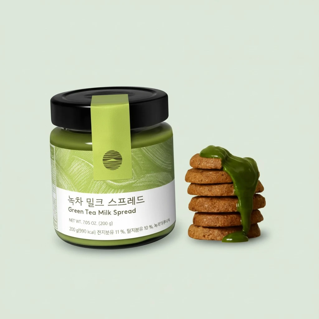 OSULLOC Green Tea Milk Spread (7.05 oz, 200g), Made of Finest Matcha from Jeju Island, Matcha-Infused Spreads