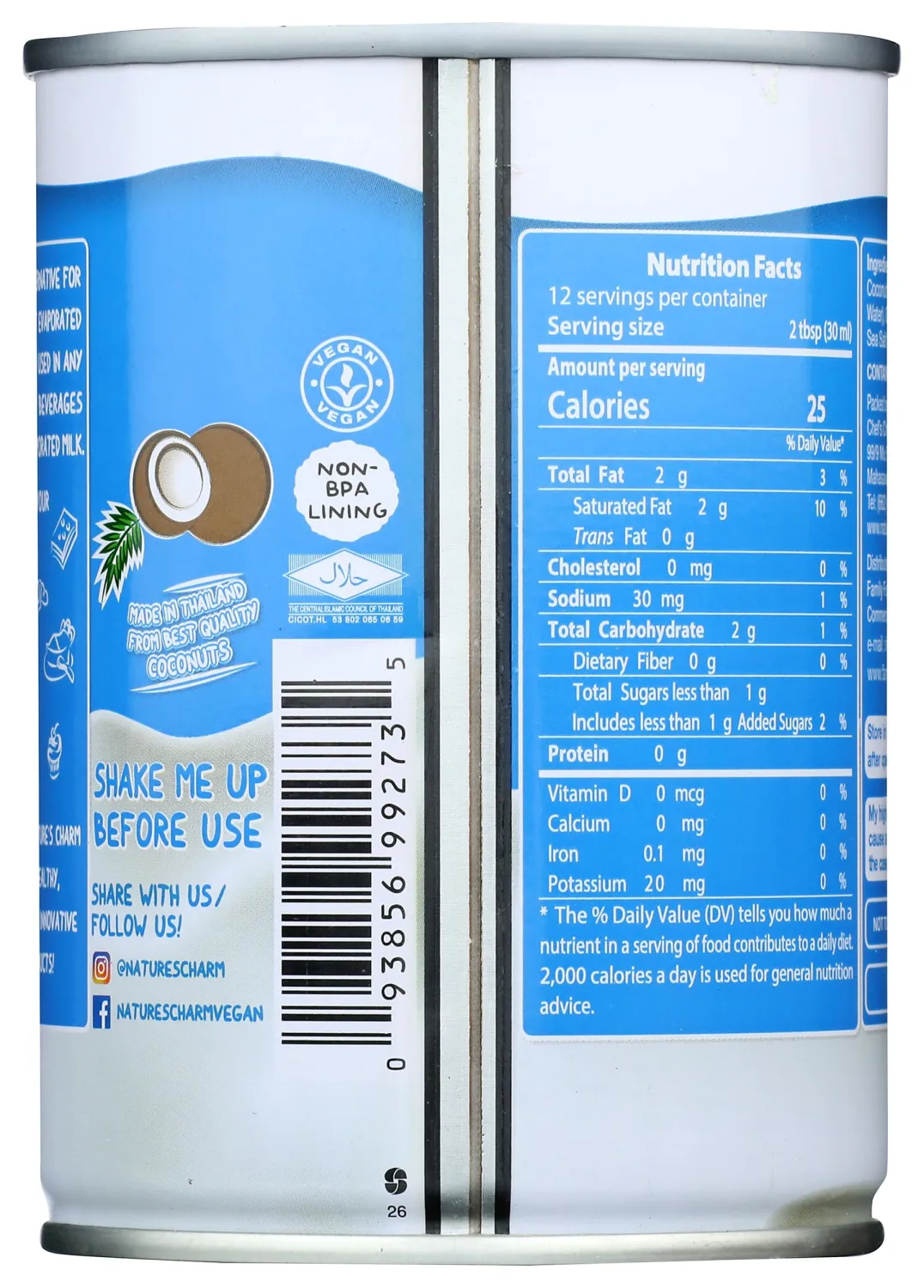 Natcharm Coconut Milk Evaporated, 12.2 oz
