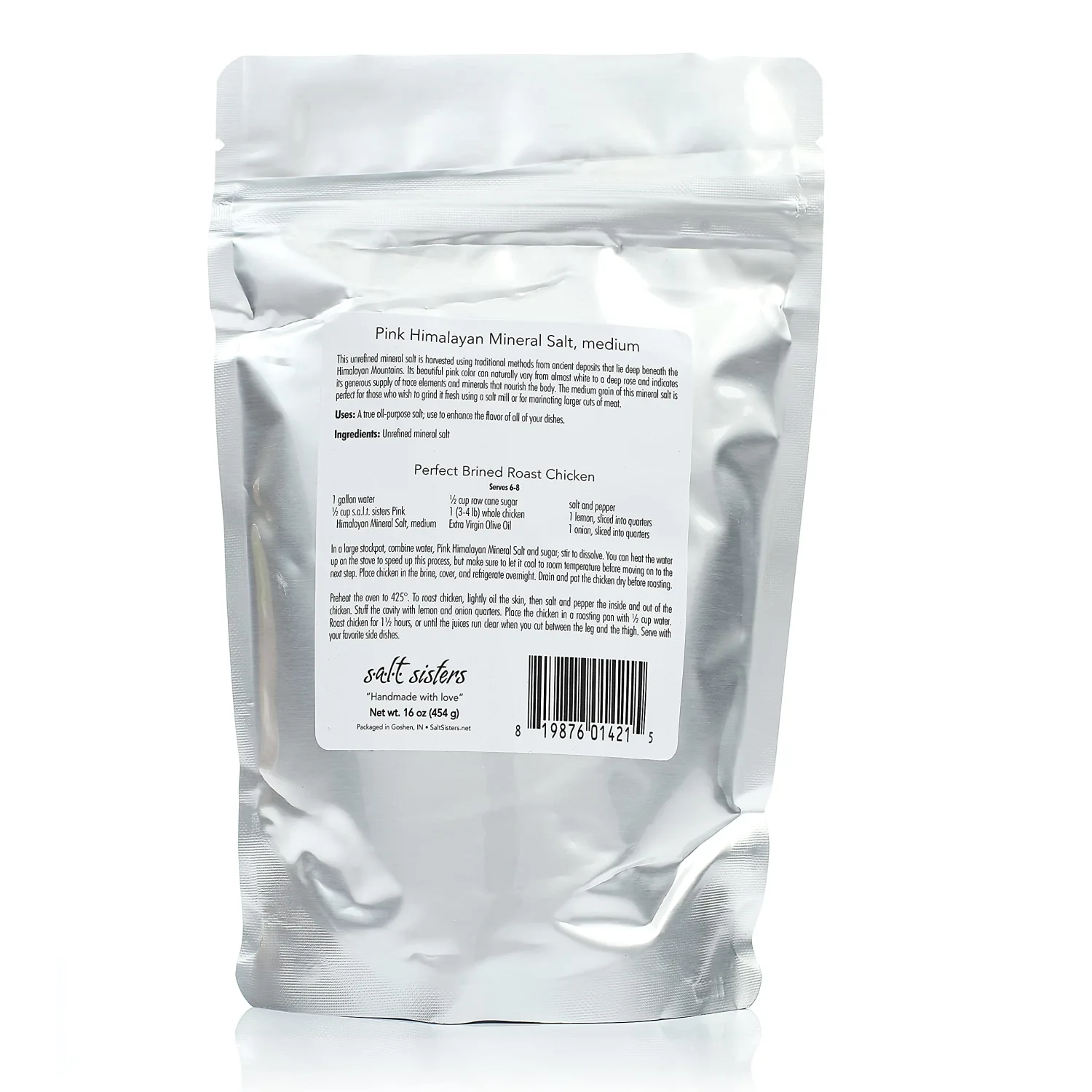 s.a.l.t. sisters Pink Himalayan Mineral Salt, medium | All-Natural, Gluten Free, MSG Free, Non-GMO | Easily Dissolvable Medium Sea Salt | Versatile Salt for Meat, Fish, Vegetables, and More | 1lb