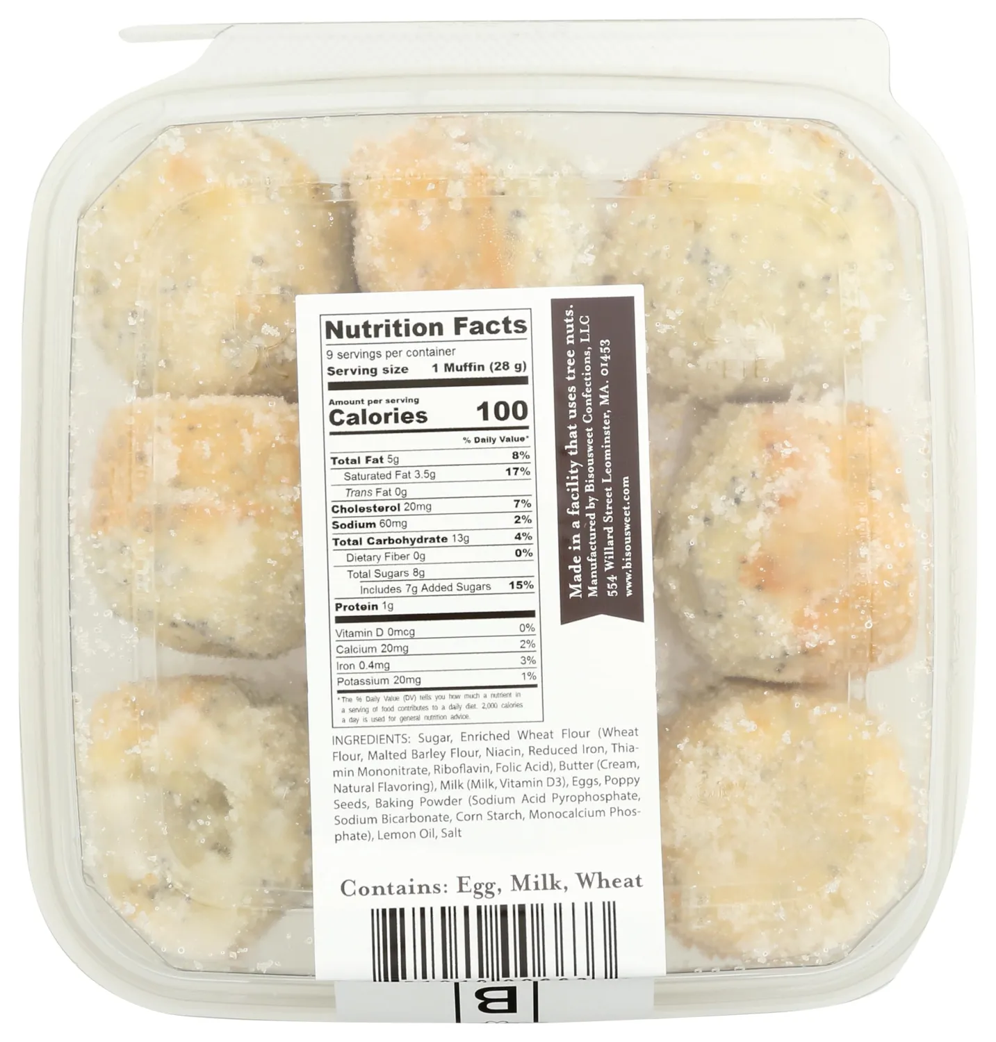 Bisousweet Confections Lemon Poppy Seed Doughnut Muffins, 9 OZ